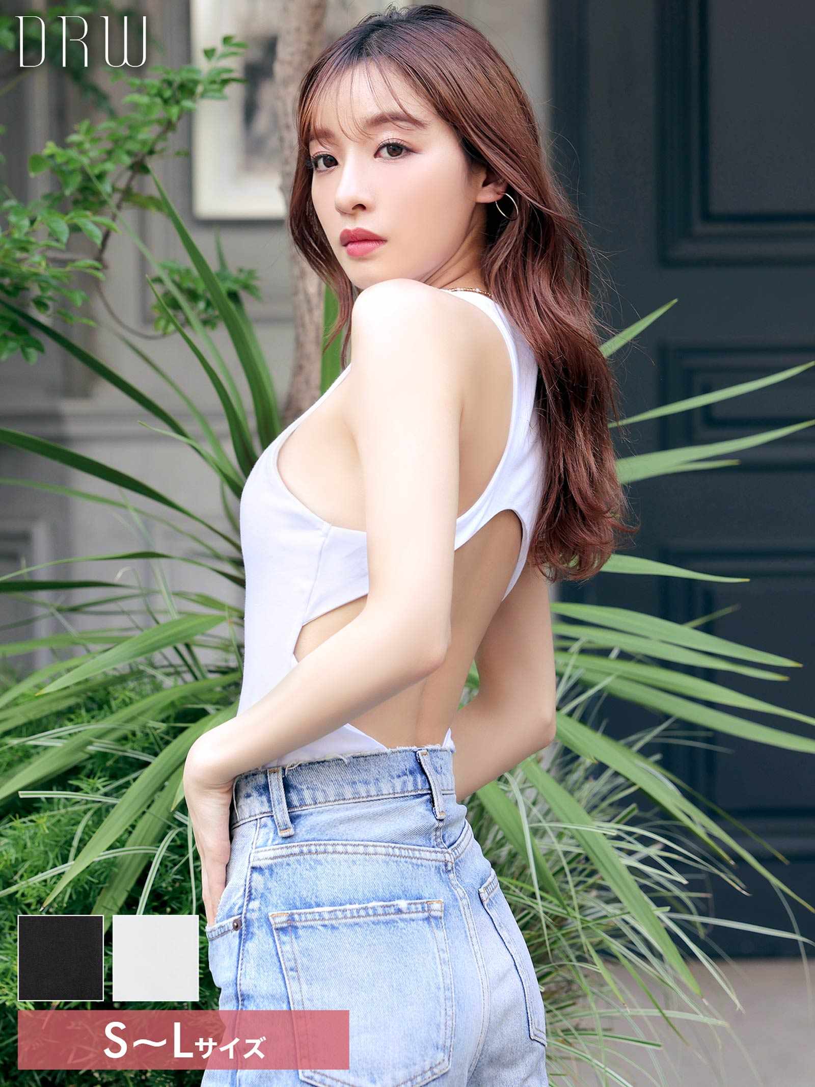 8/1新作!モノトーンバックホールボディスーツ