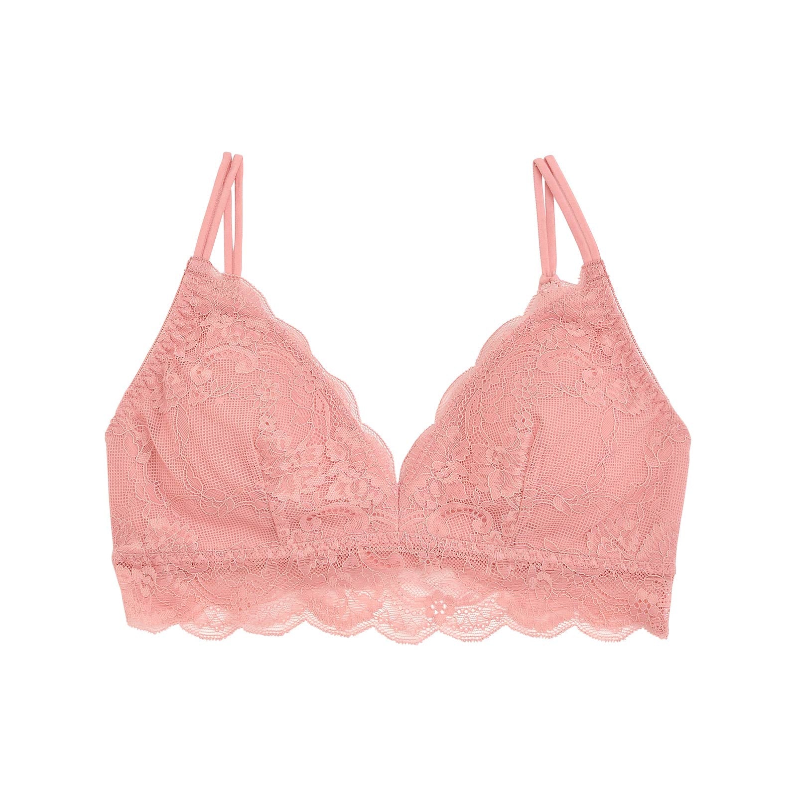 【COCO Linge】【ノンワイヤー】フラワー刺繍スカラップレースブラジャー単品