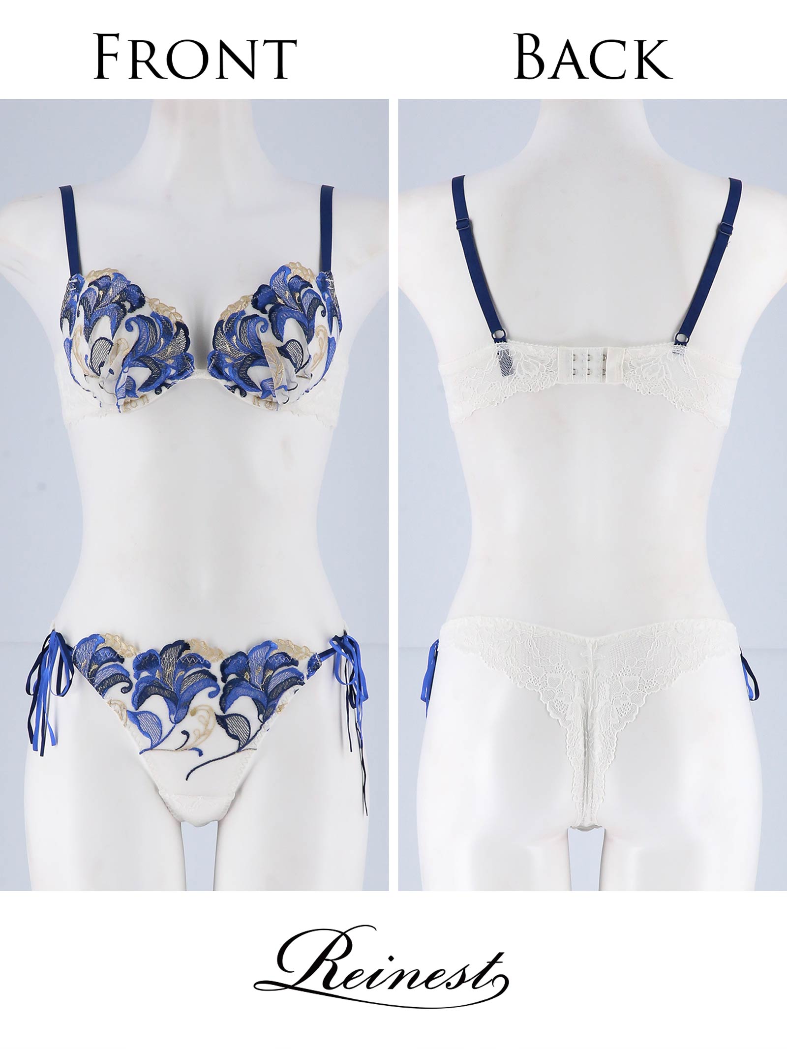 【永尾まりや着用】【Reinest】ディープリリー刺繍ブラジャー&サイド紐バック透けTバックショーツ - 【公式】247Lingerie