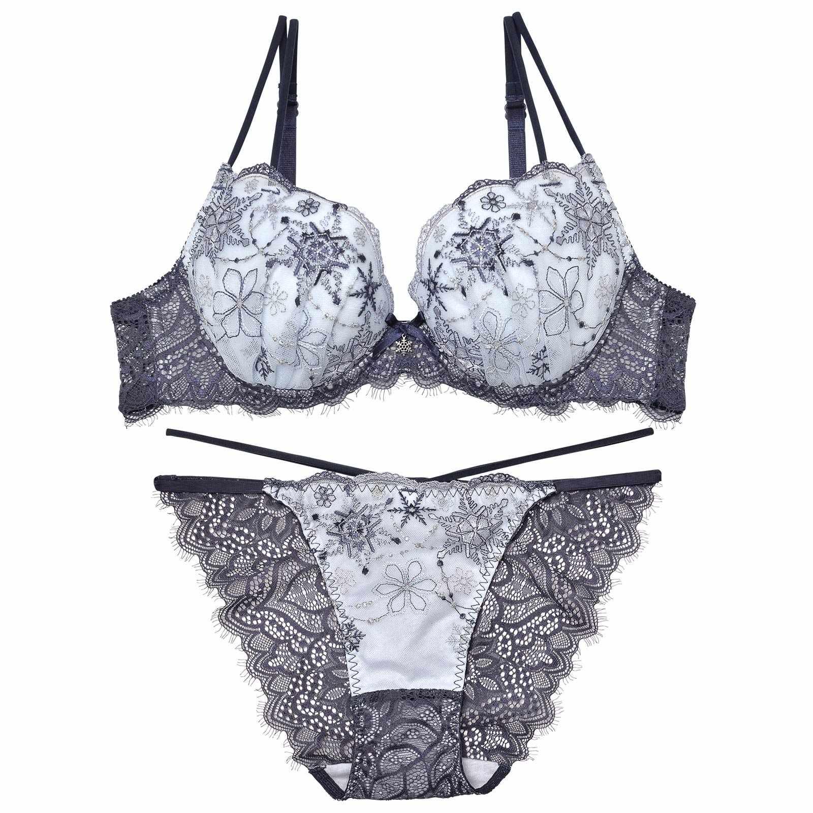 【Reinest】ファンシースノークリスタルブラジャー&バック透けフルバックショーツ - 【公式】247Lingerie