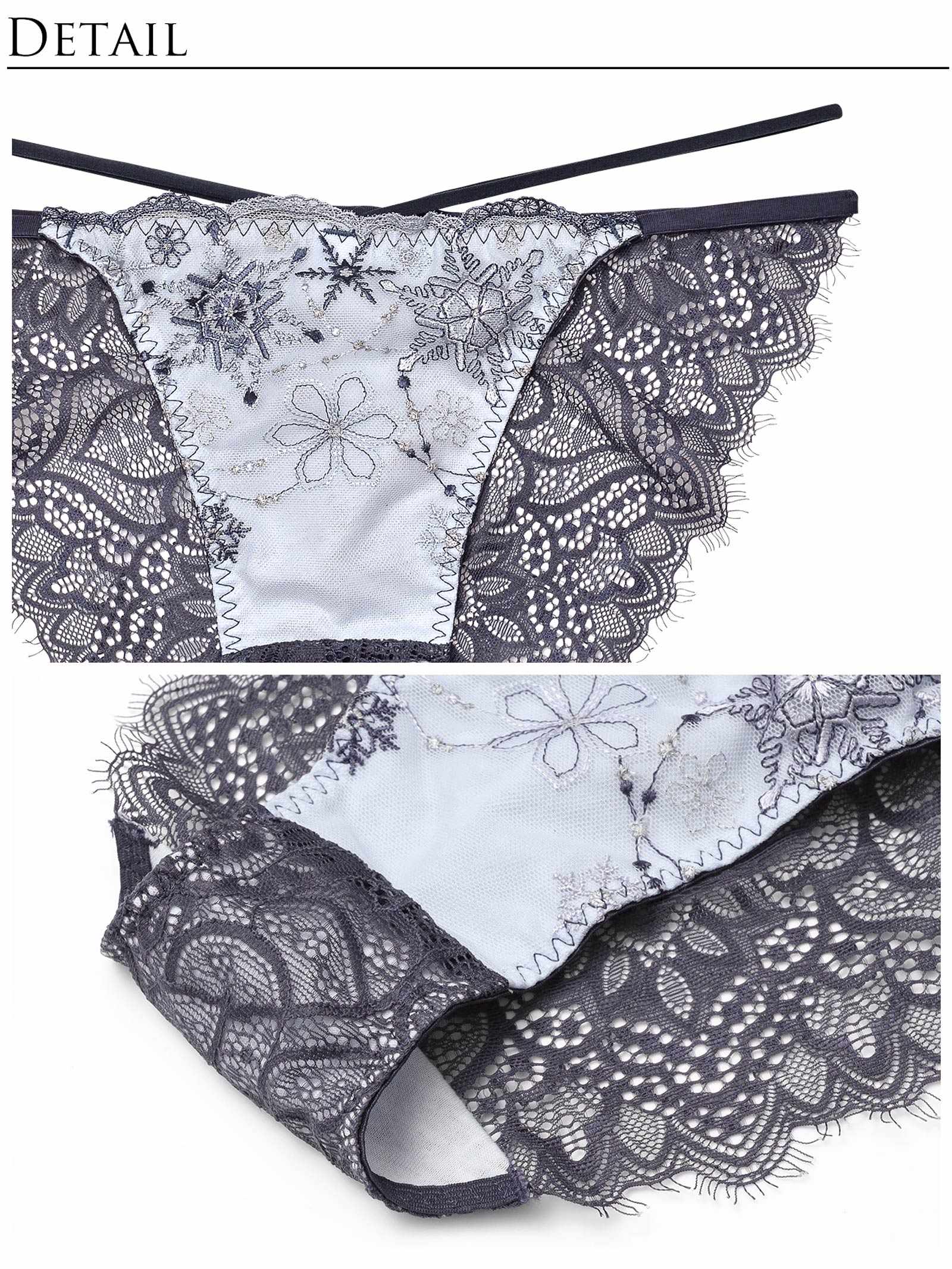 12/18新作!【Reinest】ファンシースノークリスタルブラジャー&バック透けフルバックショーツ