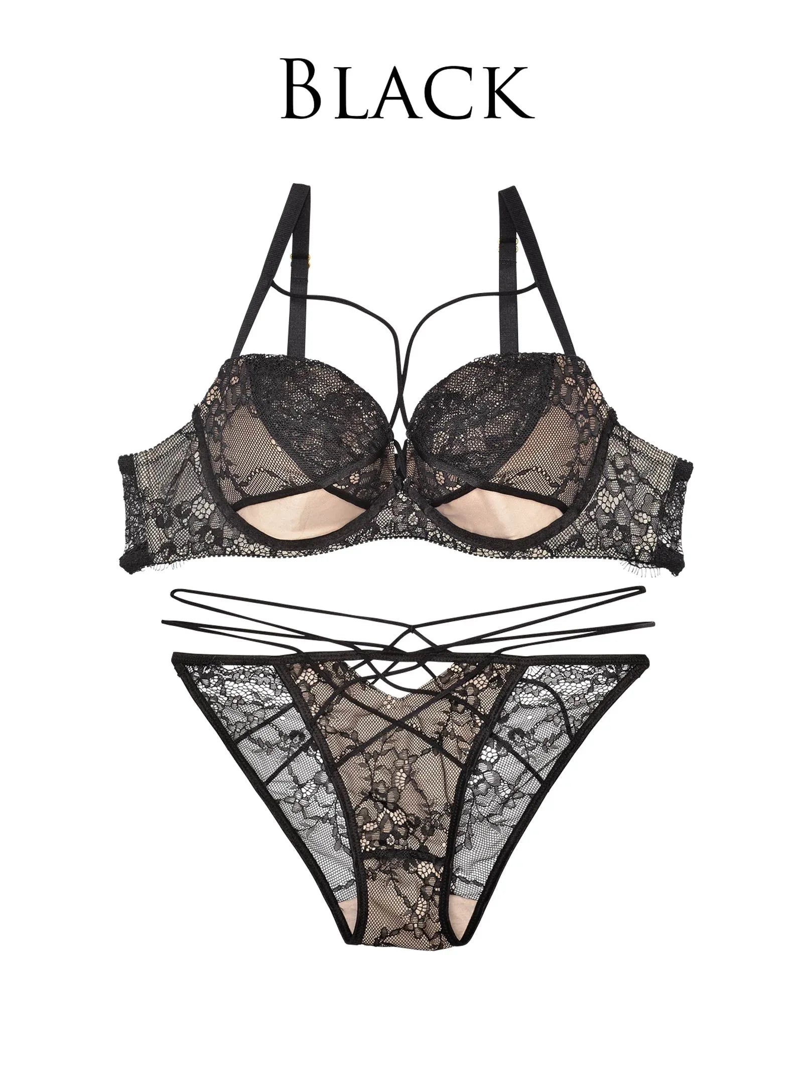 【Reinest】アトラクティブレーシィクロスブラジャー&バック透けフルバックショーツ - 【公式】247Lingerie