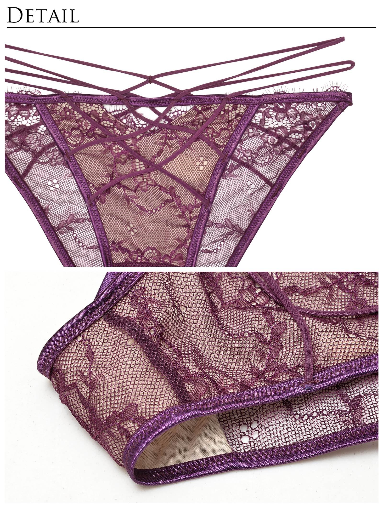 【Reinest】アトラクティブレーシィクロスブラジャー&バック透けフルバックショーツ - 【公式】247Lingerie