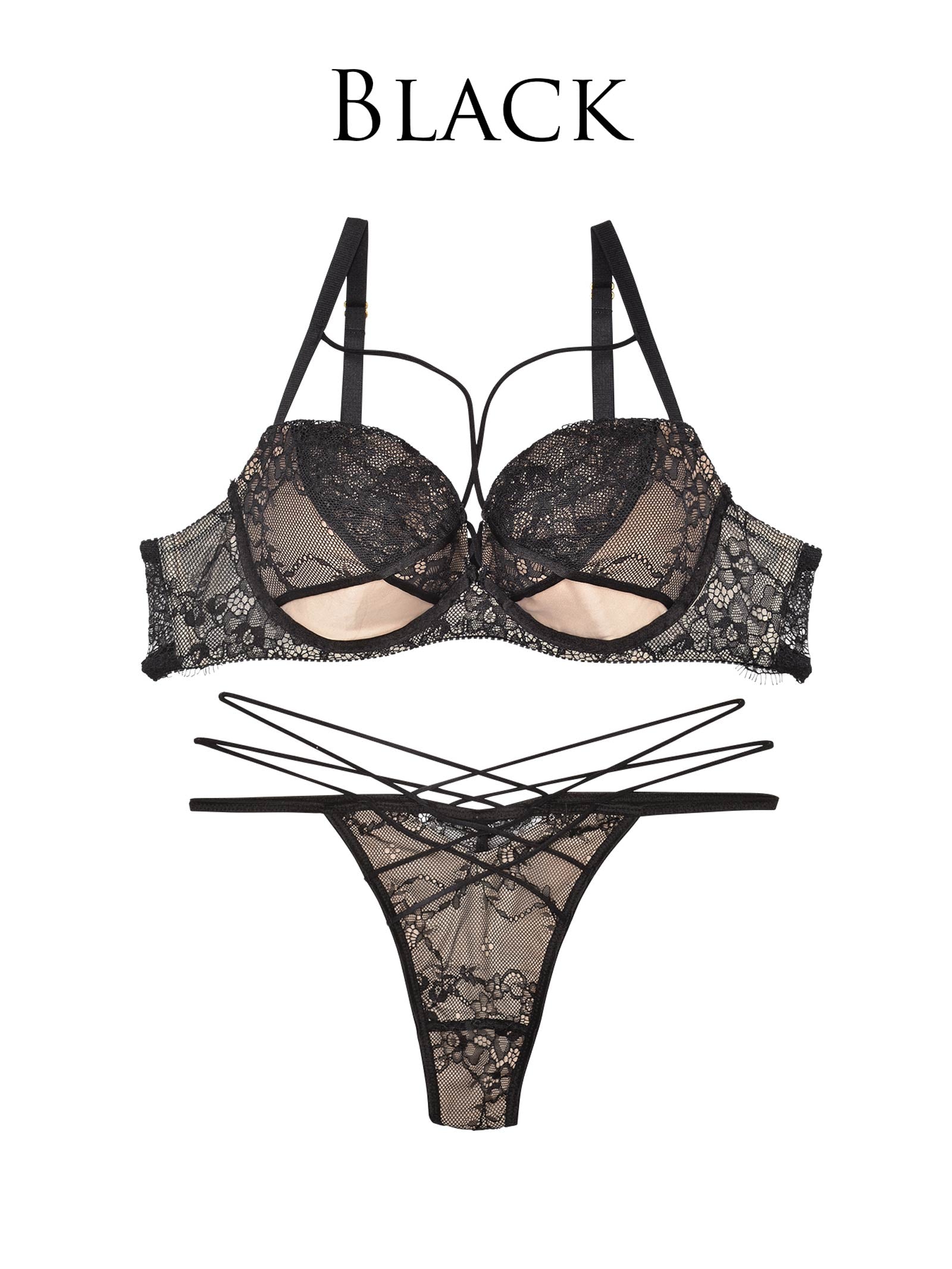 1/19新作!【予約:1/23頃より順次発送】【Reinest】アトラクティブレーシィクロスブラジャー&バック透けTバックショーツ