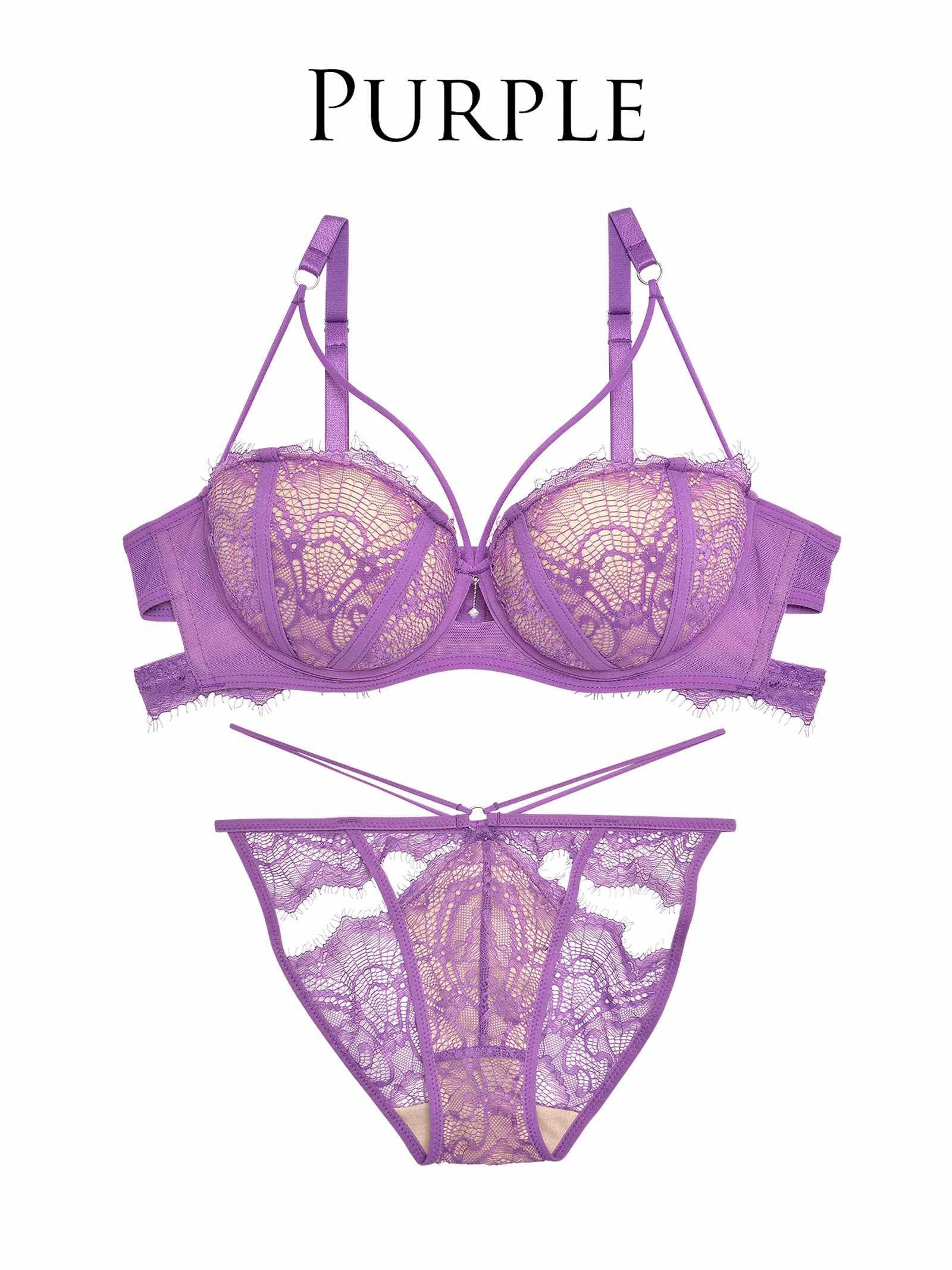 【Reinest】ヌーディーカットレースストリングブラジャー&バック透けフルバックショーツ - 【公式】247Lingerie