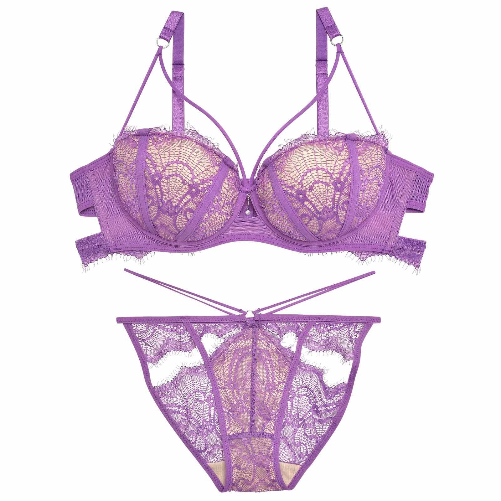 【Reinest】ヌーディーカットレースストリングブラジャー&バック透けフルバックショーツ - 【公式】247Lingerie