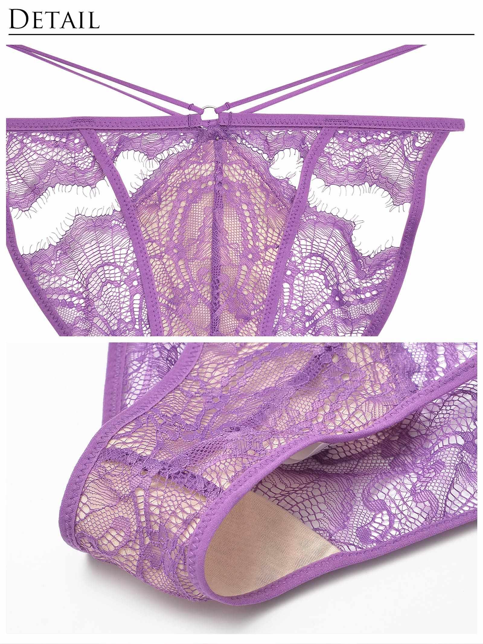 【Reinest】ヌーディーカットレースストリングブラジャー&バック透けフルバックショーツ - 【公式】247Lingerie