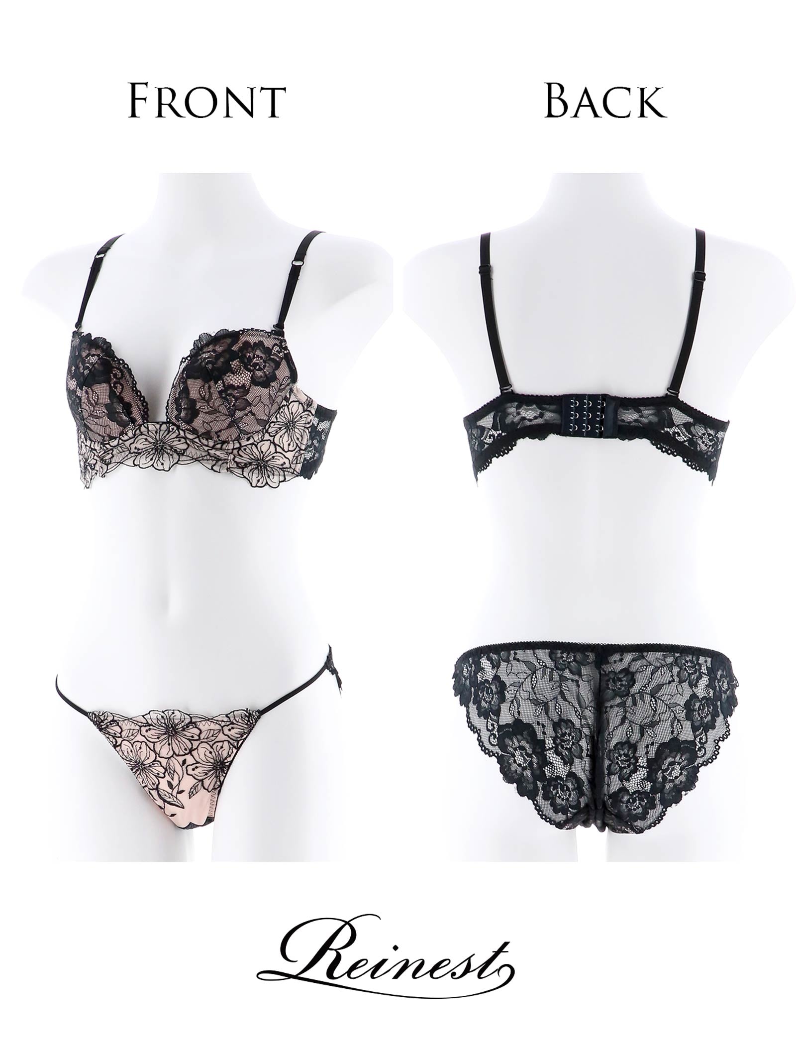 11/27再販!キムボラム着用【Reinest】SEXYレース花柄ブラジャー&バック透けフルバックショーツ