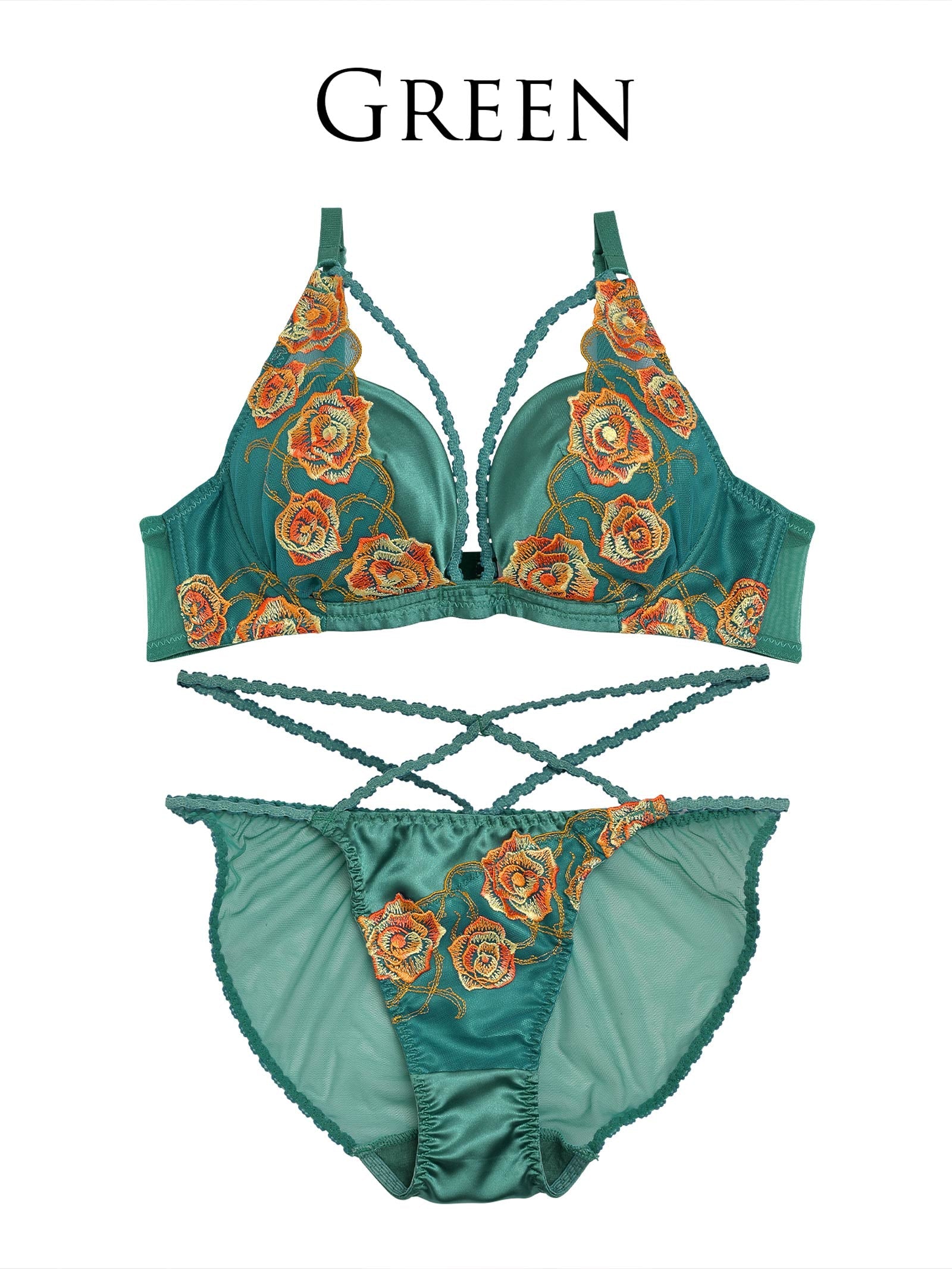 6/9新作!永尾まりや着用【Reinest】クラシカルグラデーションローズブラジャー&バック透けフルバックショーツ