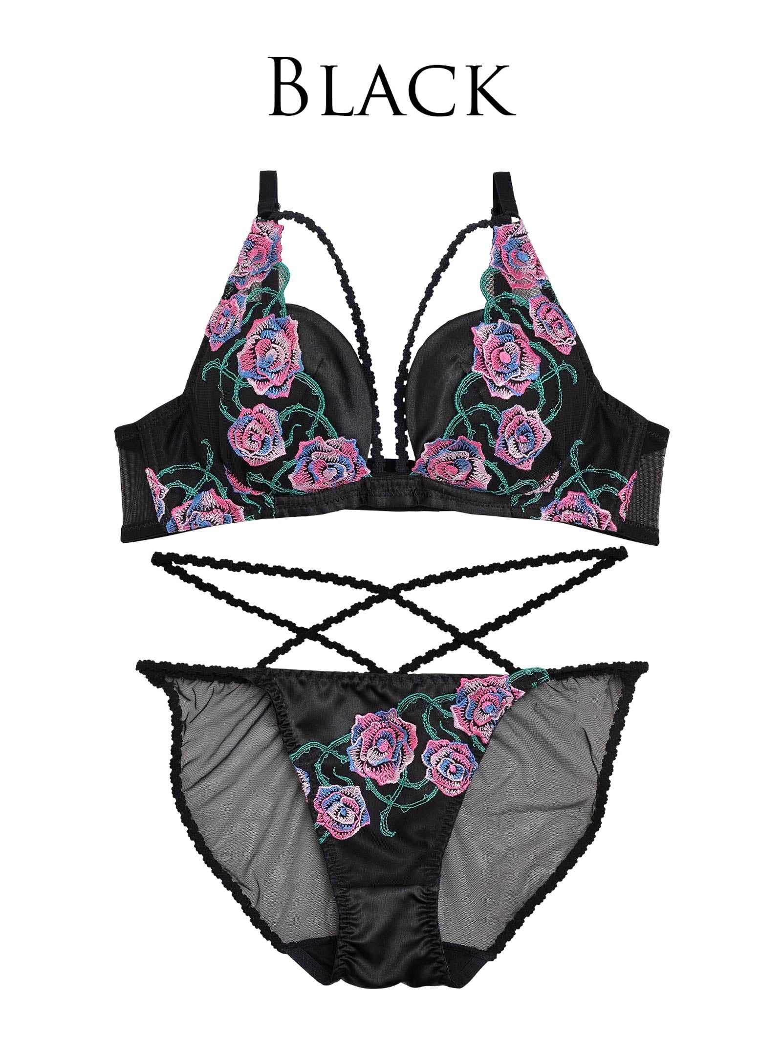 6/9新作!永尾まりや着用【Reinest】クラシカルグラデーションローズブラジャー&バック透けフルバックショーツ