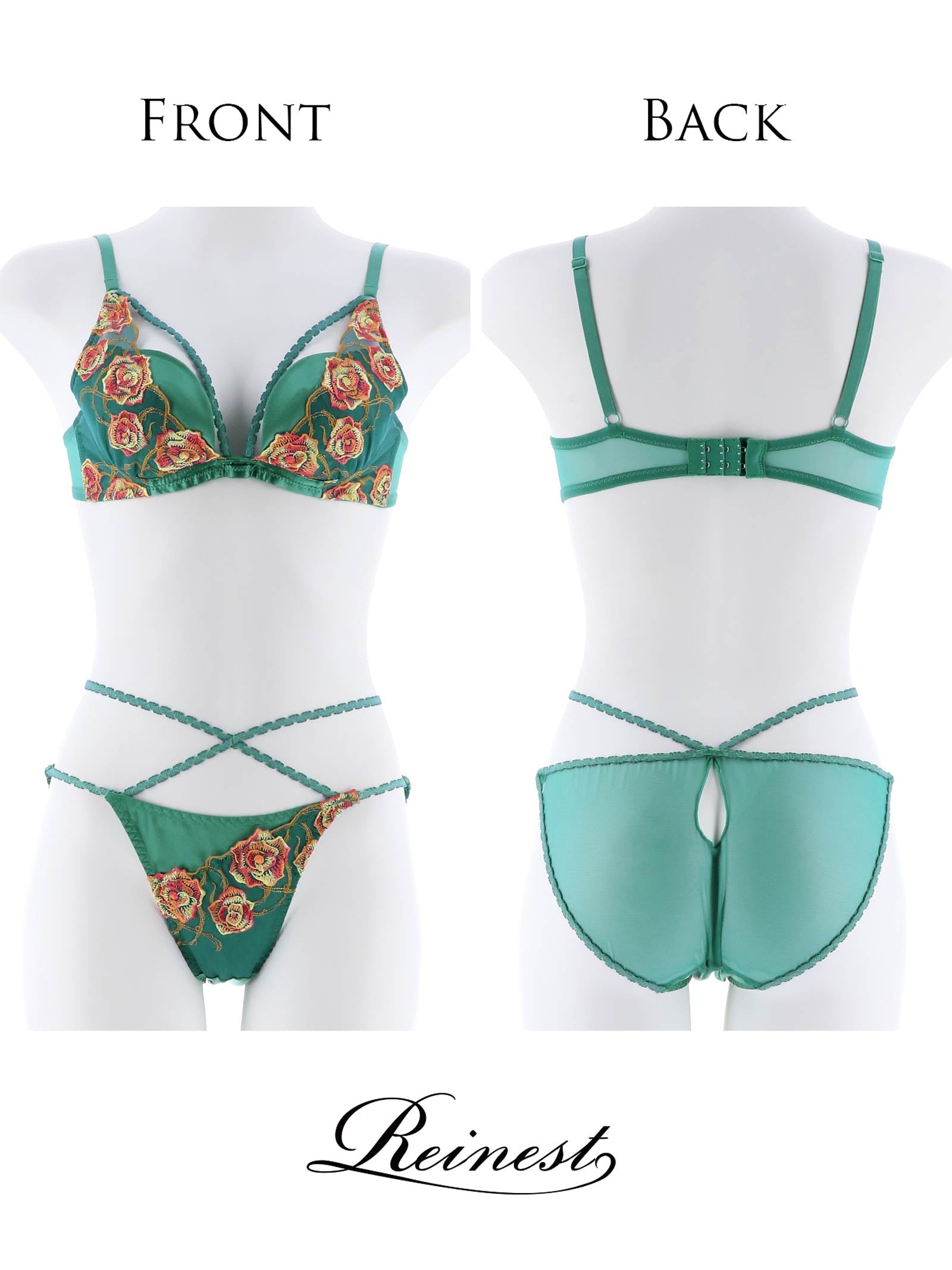 6/9新作!永尾まりや着用【Reinest】クラシカルグラデーションローズブラジャー&バック透けフルバックショーツ