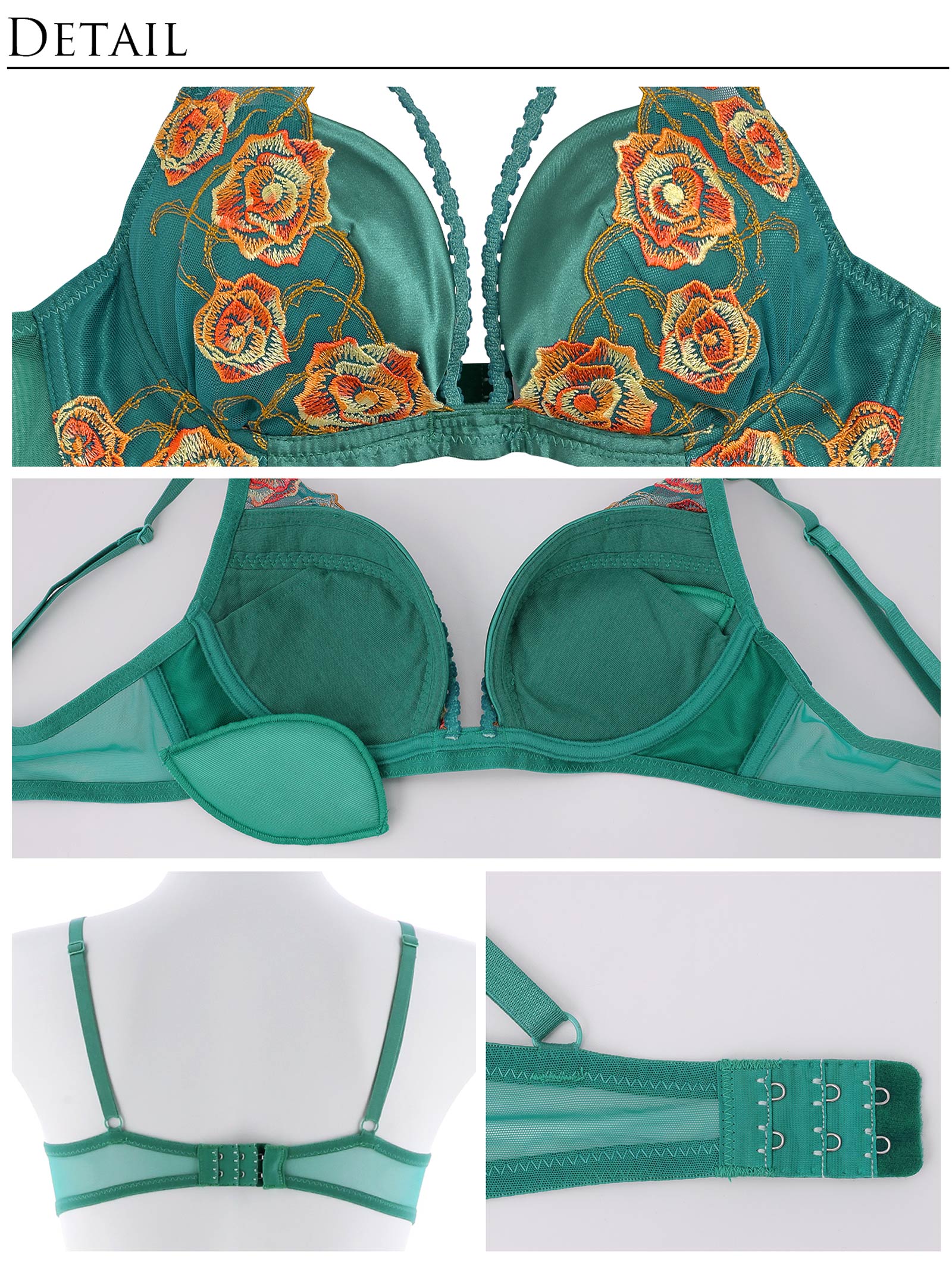 6/9新作!永尾まりや着用【Reinest】クラシカルグラデーションローズブラジャー&バック透けフルバックショーツ