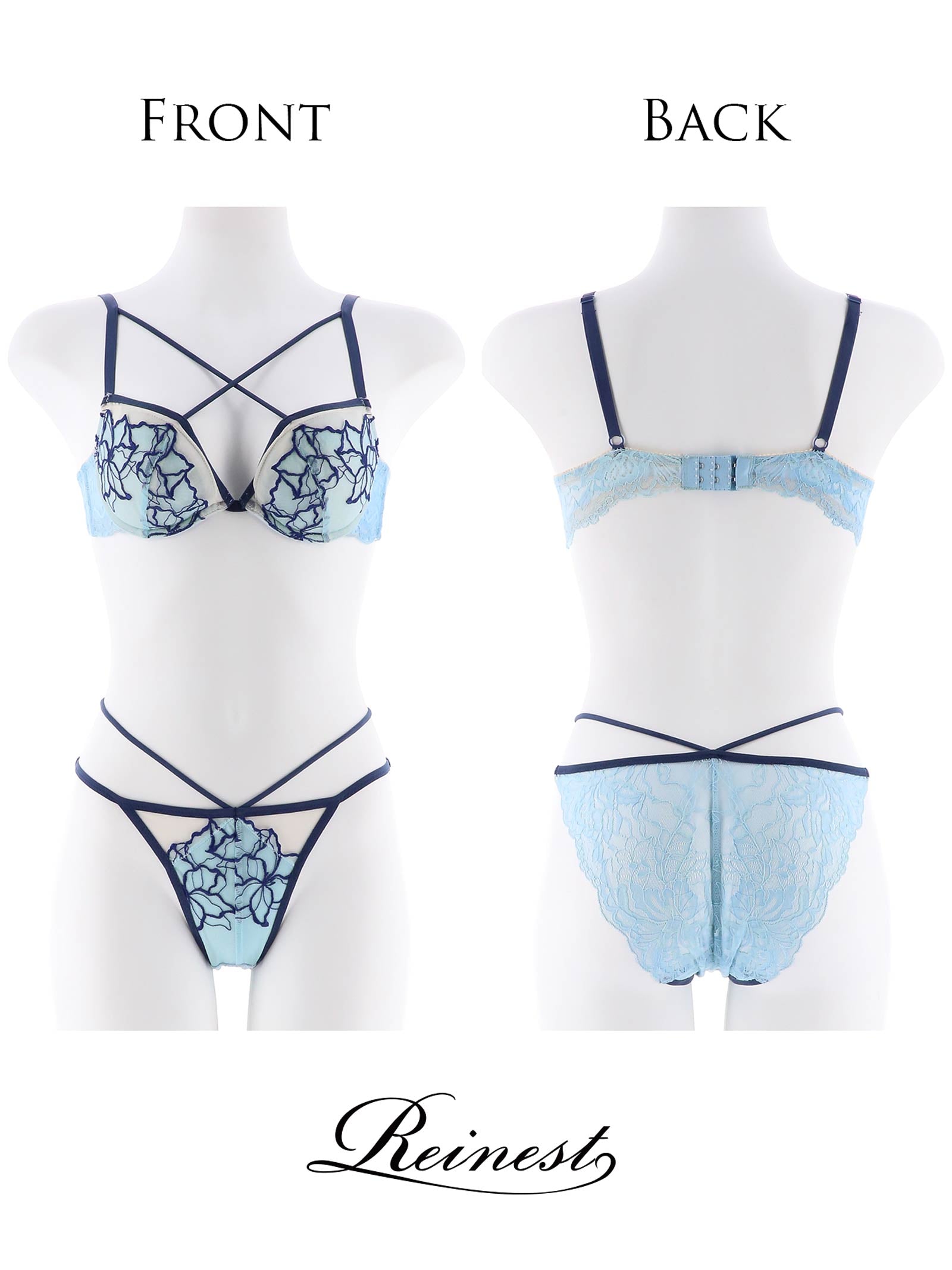 6/5新作!【Reinest】ベルフルールコードブラジャー&バック透けフルバックショーツ