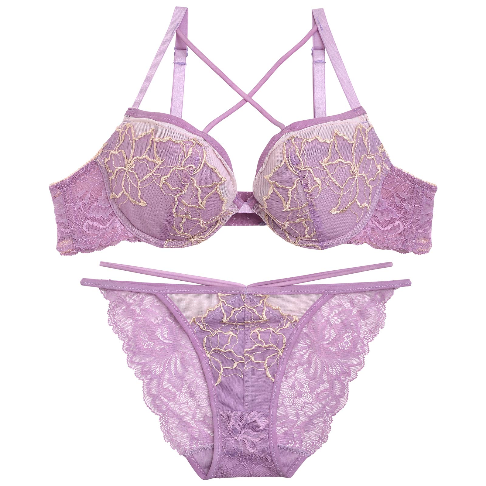 【Reinest】ベルフルールコードブラジャー&バック透けフルバックショーツ