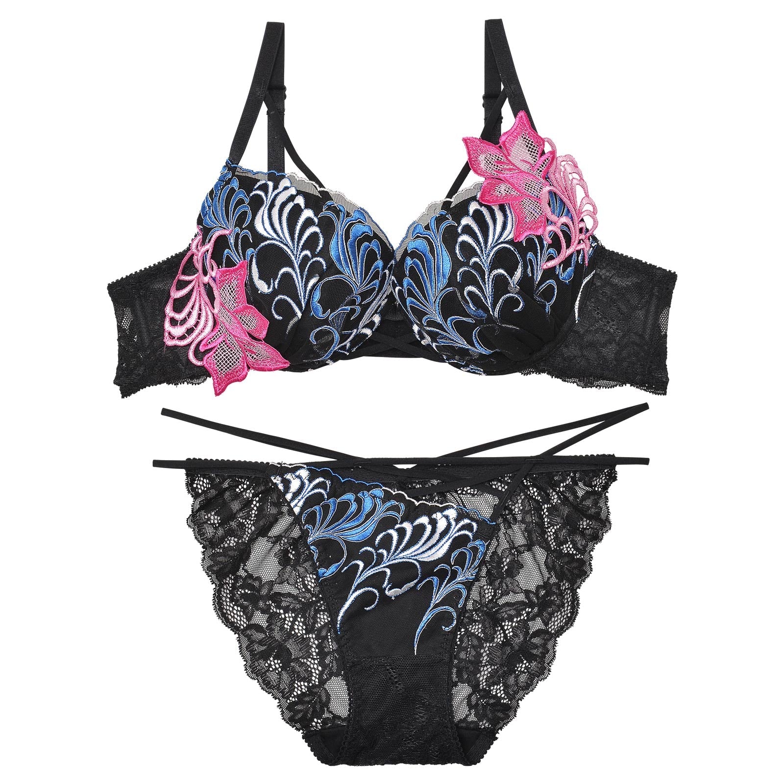 【Reinest】ボタニカルビューティーリーフブラジャー&バック透けフルバックショーツ