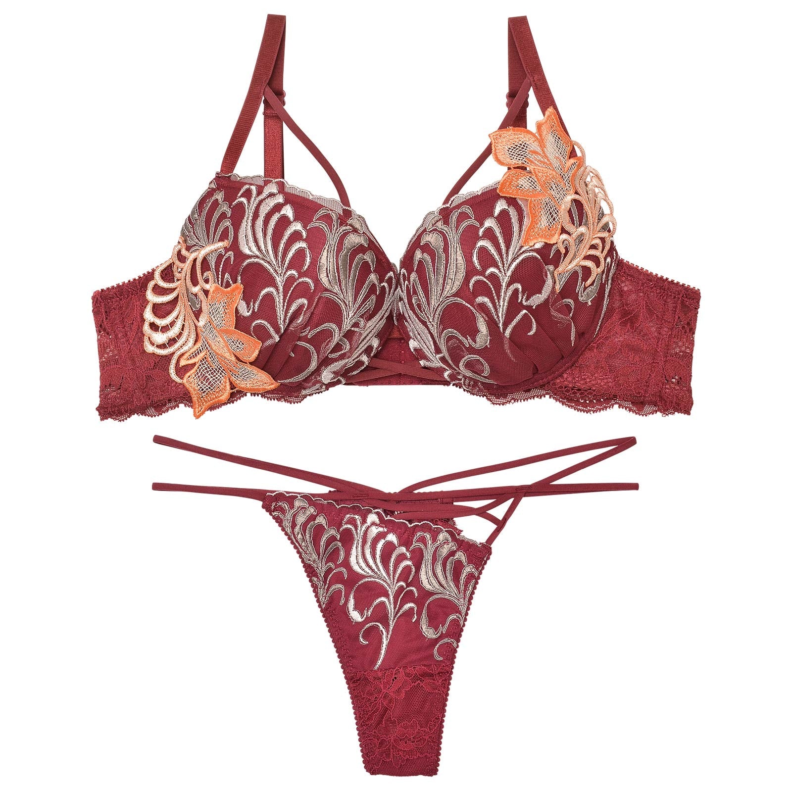 【Reinest】ボタニカルビューティーリーフブラジャー&バック透けTバックショーツ