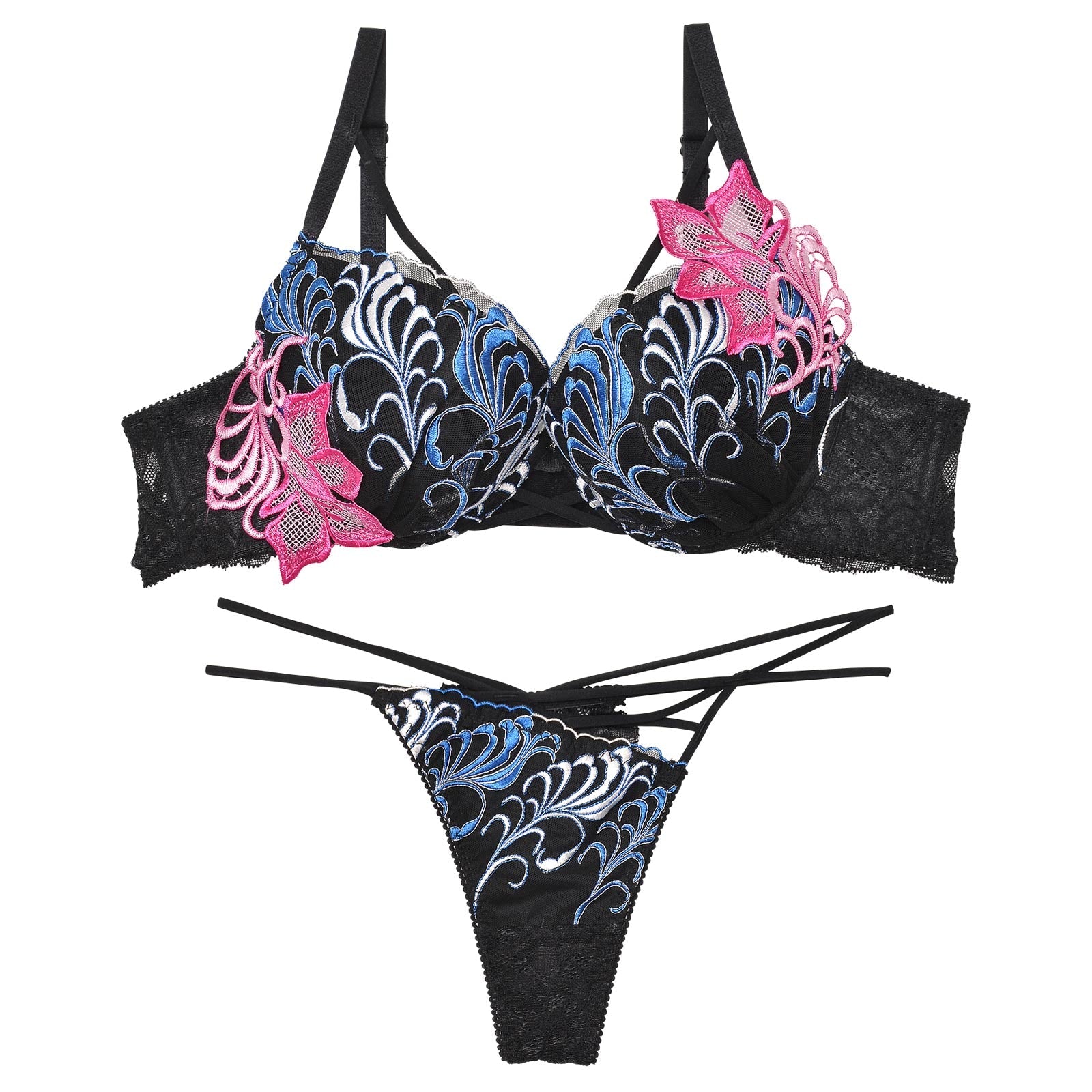 【Reinest】ボタニカルビューティーリーフブラジャー&バック透けTバックショーツ