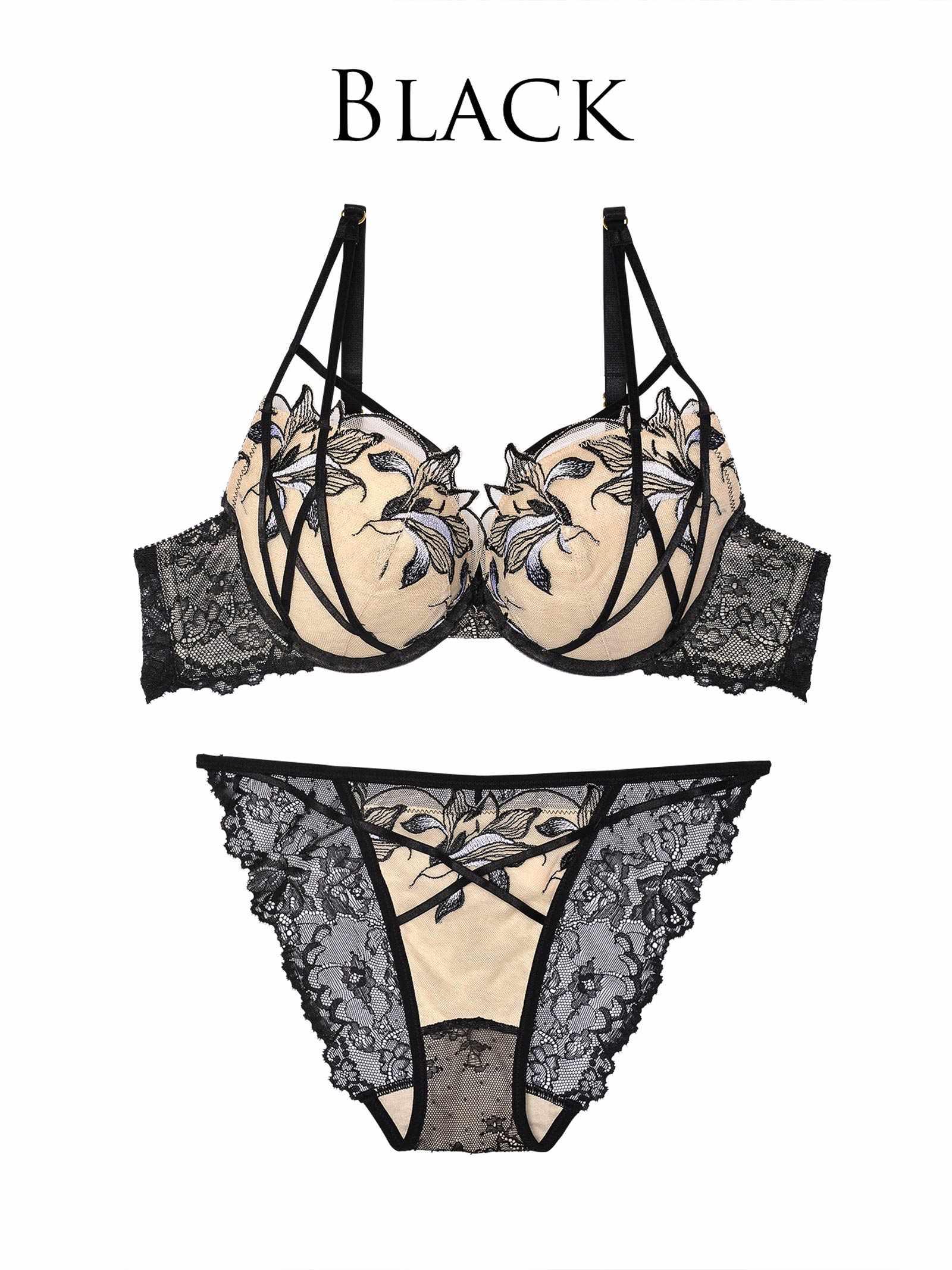 【Reinest】アンティークリリーコードブラジャー&バック透けフルバックショーツ - 【公式】247Lingerie