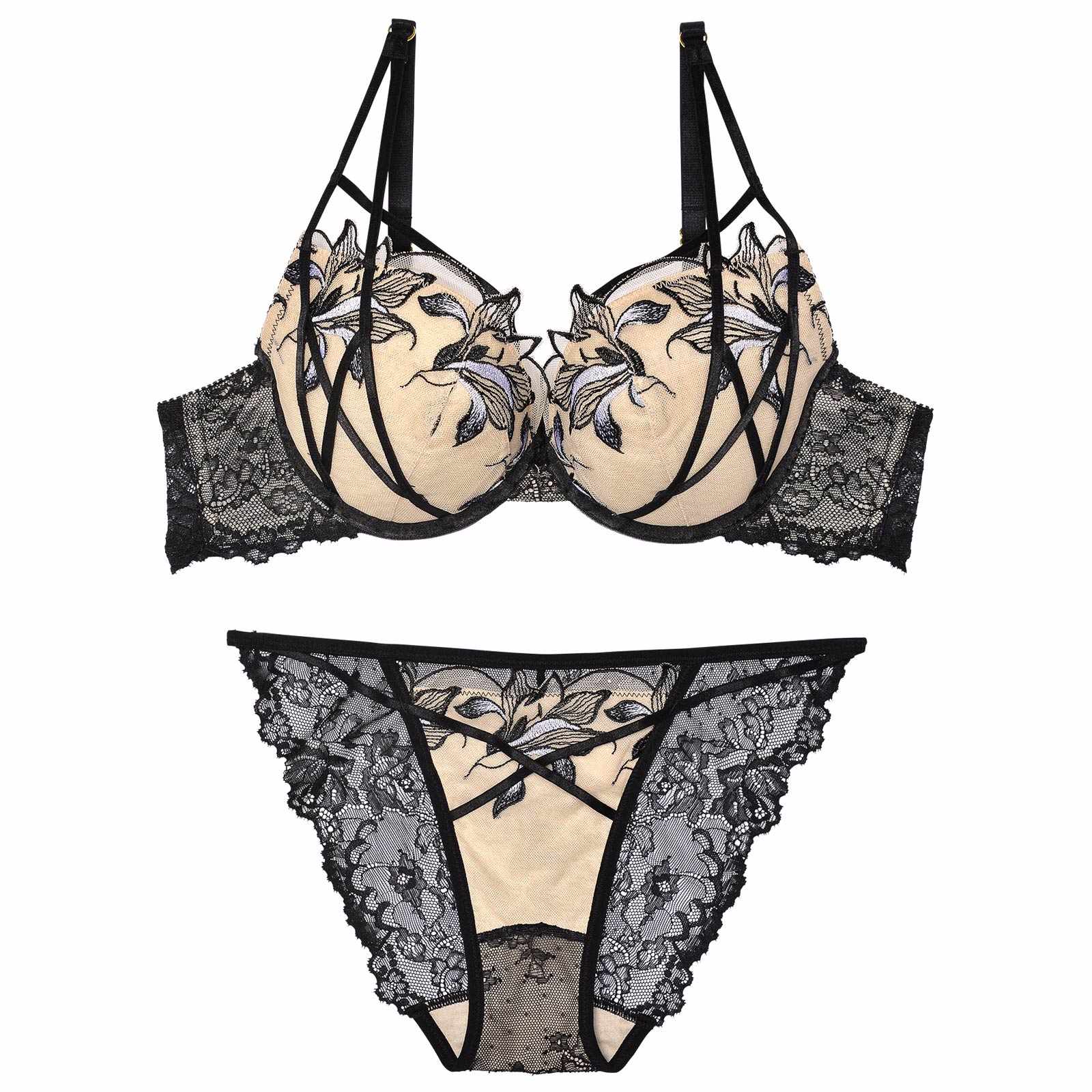 【Reinest】アンティークリリーコードブラジャー&バック透けフルバックショーツ