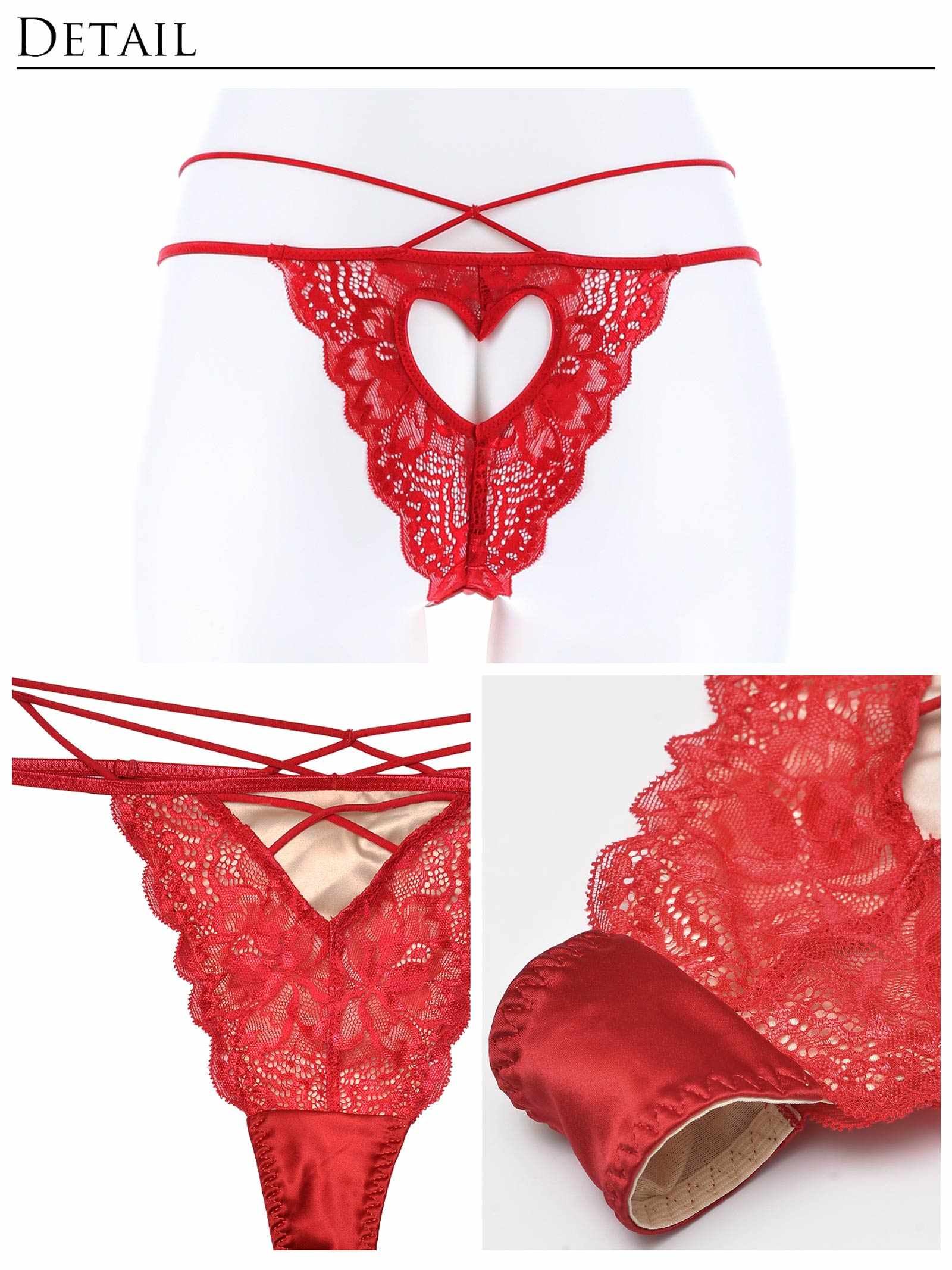 1/22新作!【Reinest】ロマンスハートレーシィブラジャー&バック透けTバックショーツ