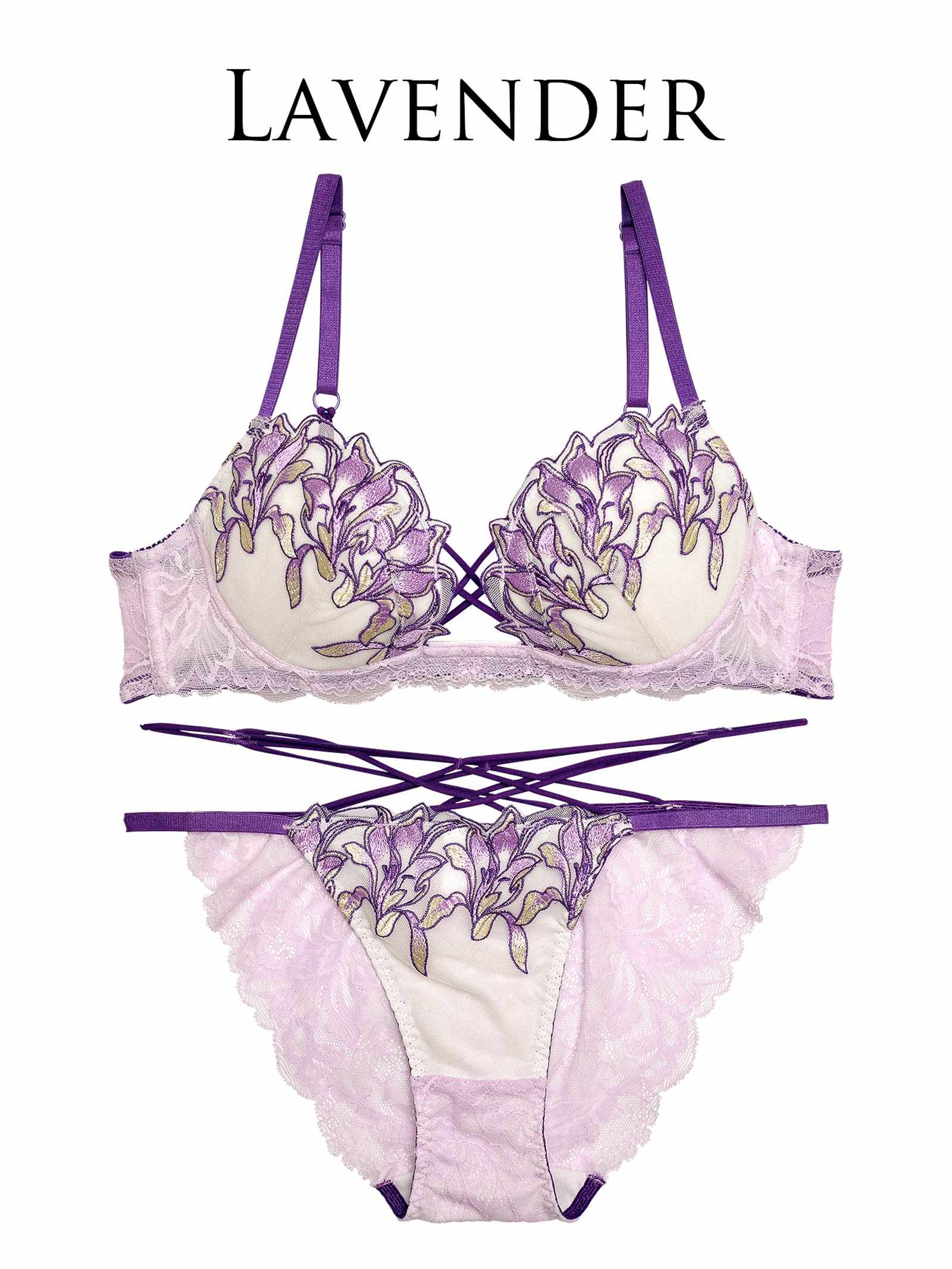 2/28新作!【Reinest】ストリングパープルリーリエブラジャー&バック透けフルバックショーツ