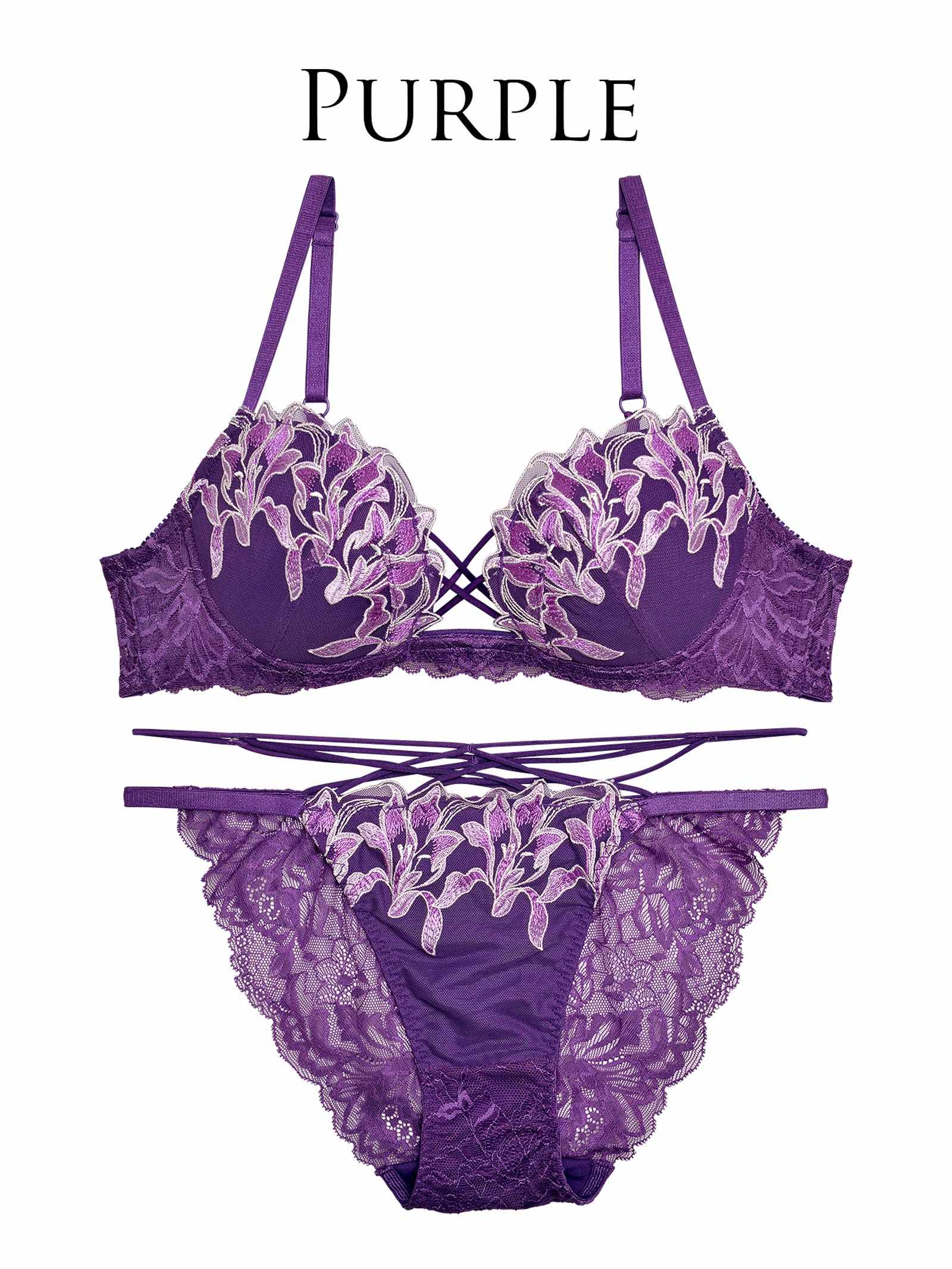 2/28新作!【Reinest】ストリングパープルリーリエブラジャー&バック透けフルバックショーツ