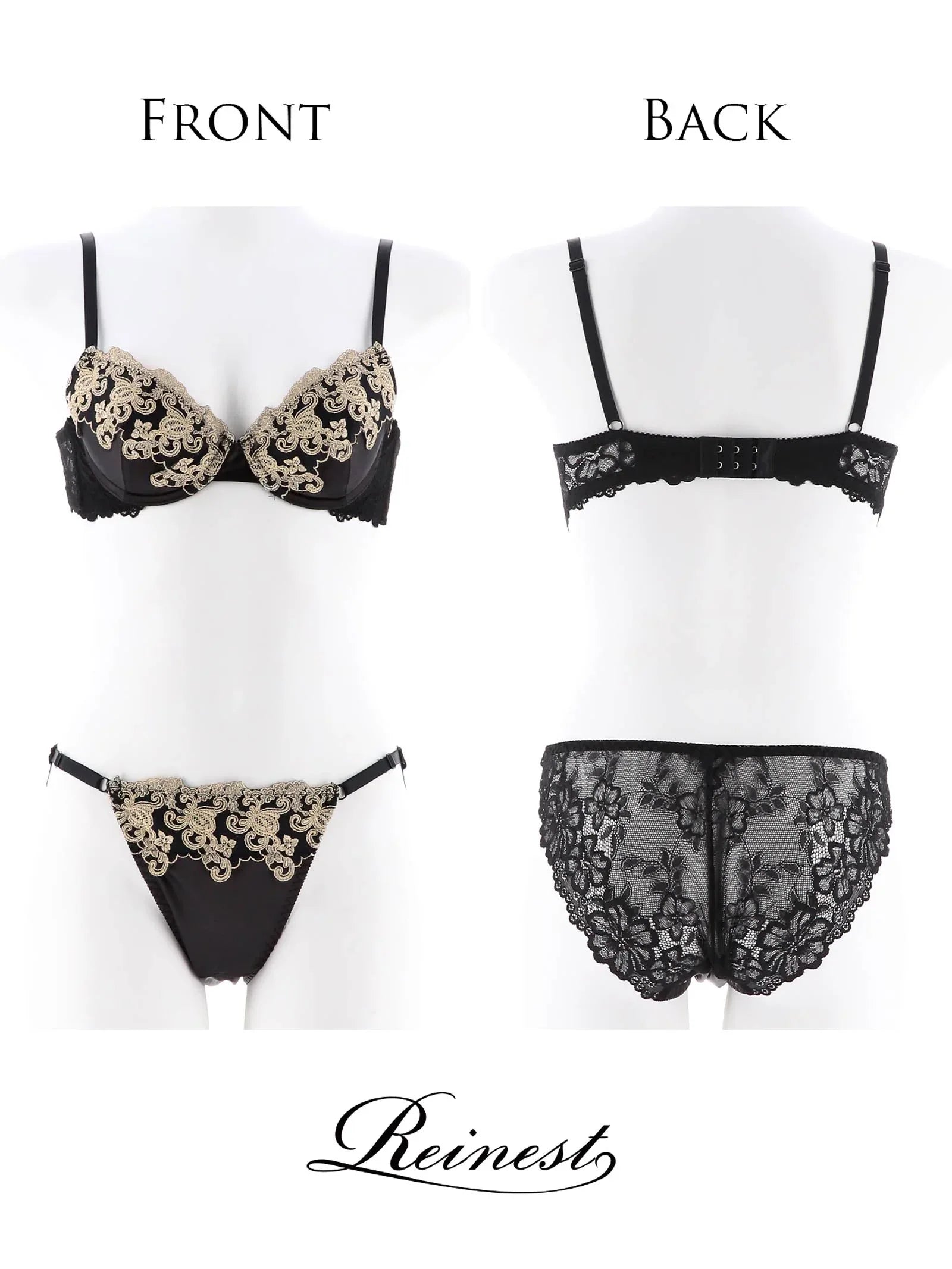【Reinest】グロッシーダマスクフラワーブラジャー&バック透けフルバックショーツ - 【公式】247Lingerie
