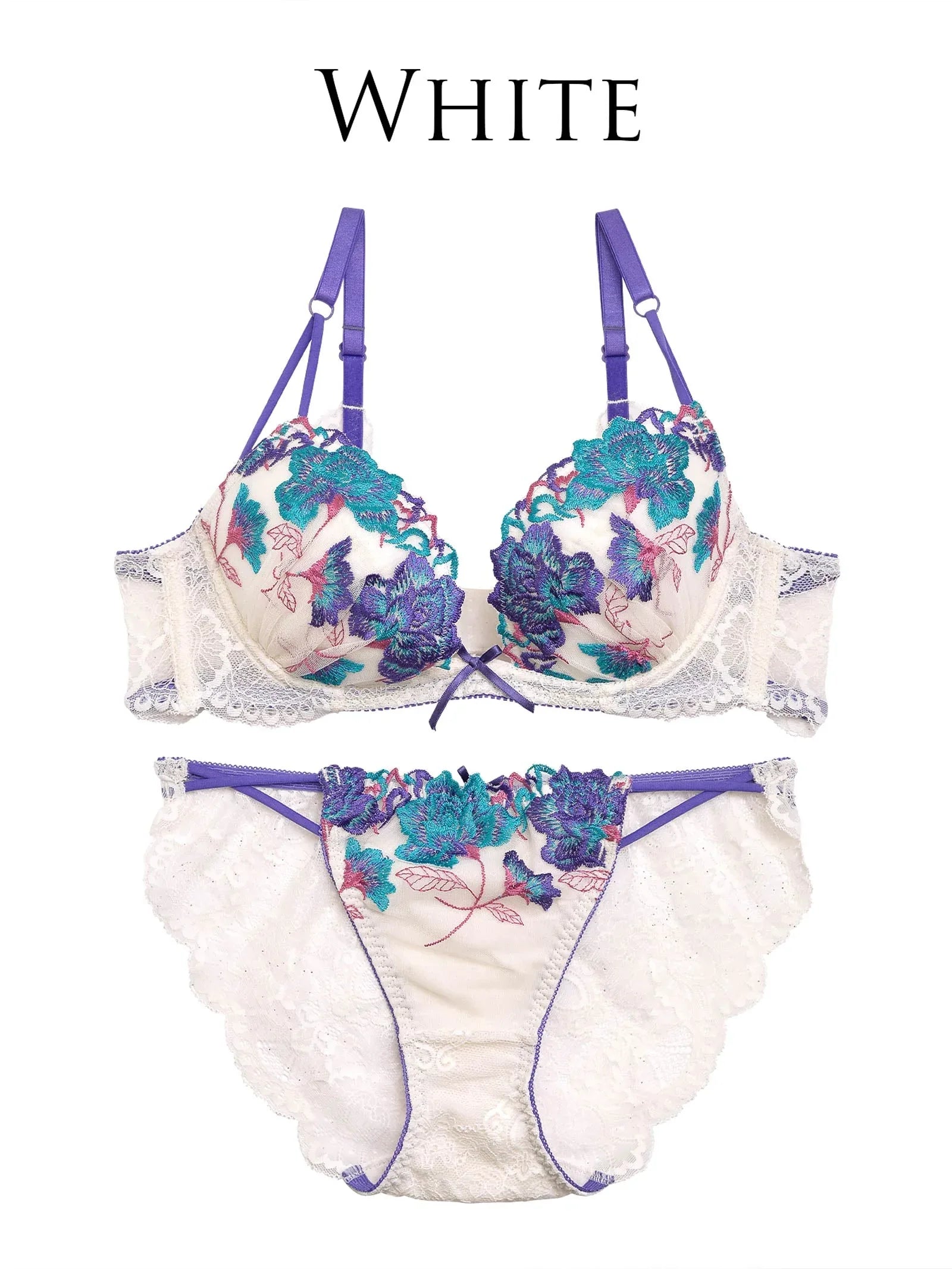 【Reinest】シュエットグラデーションフラワーブラジャー&バック透けフルバックショーツ - 【公式】247Lingerie