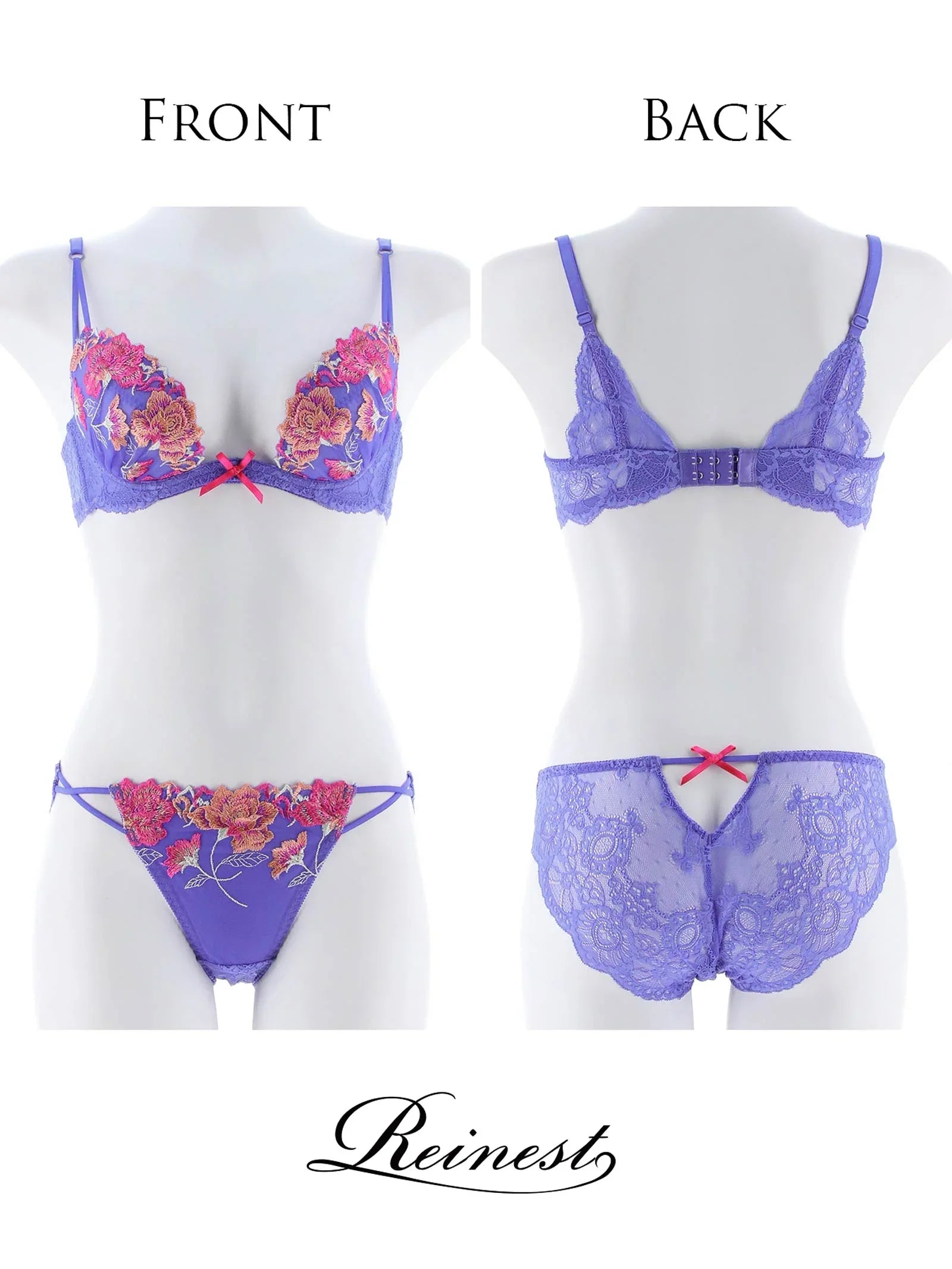 【Reinest】シュエットグラデーションフラワーブラジャー&バック透けフルバックショーツ - 【公式】247Lingerie