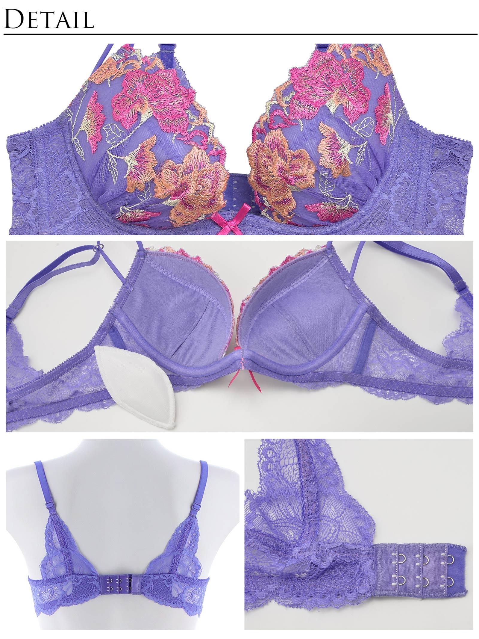 【Reinest】シュエットグラデーションフラワーブラジャー&バック透けフルバックショーツ - 【公式】247Lingerie