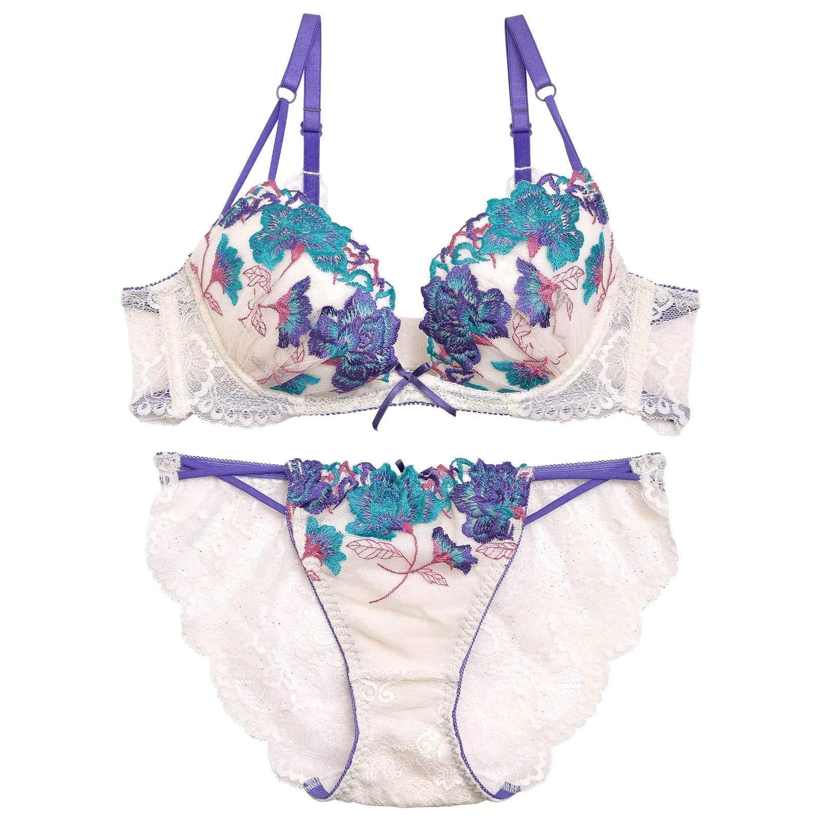 【Reinest】シュエットグラデーションフラワーブラジャー&バック透けフルバックショーツ - 【公式】247Lingerie