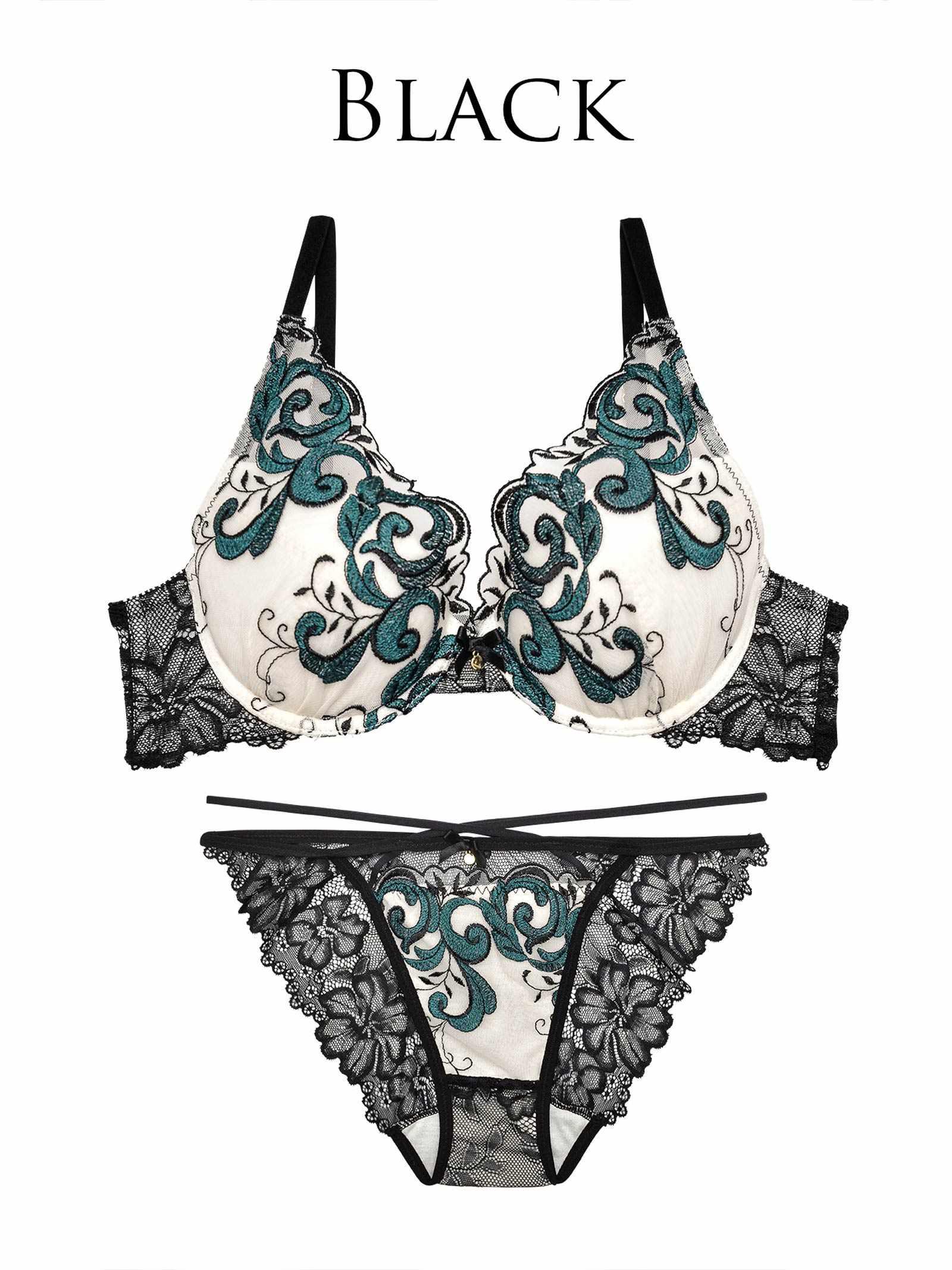 【Reinest】クラシカルアイビーブラジャー&バック透けフルバックショーツ - 【公式】247Lingerie