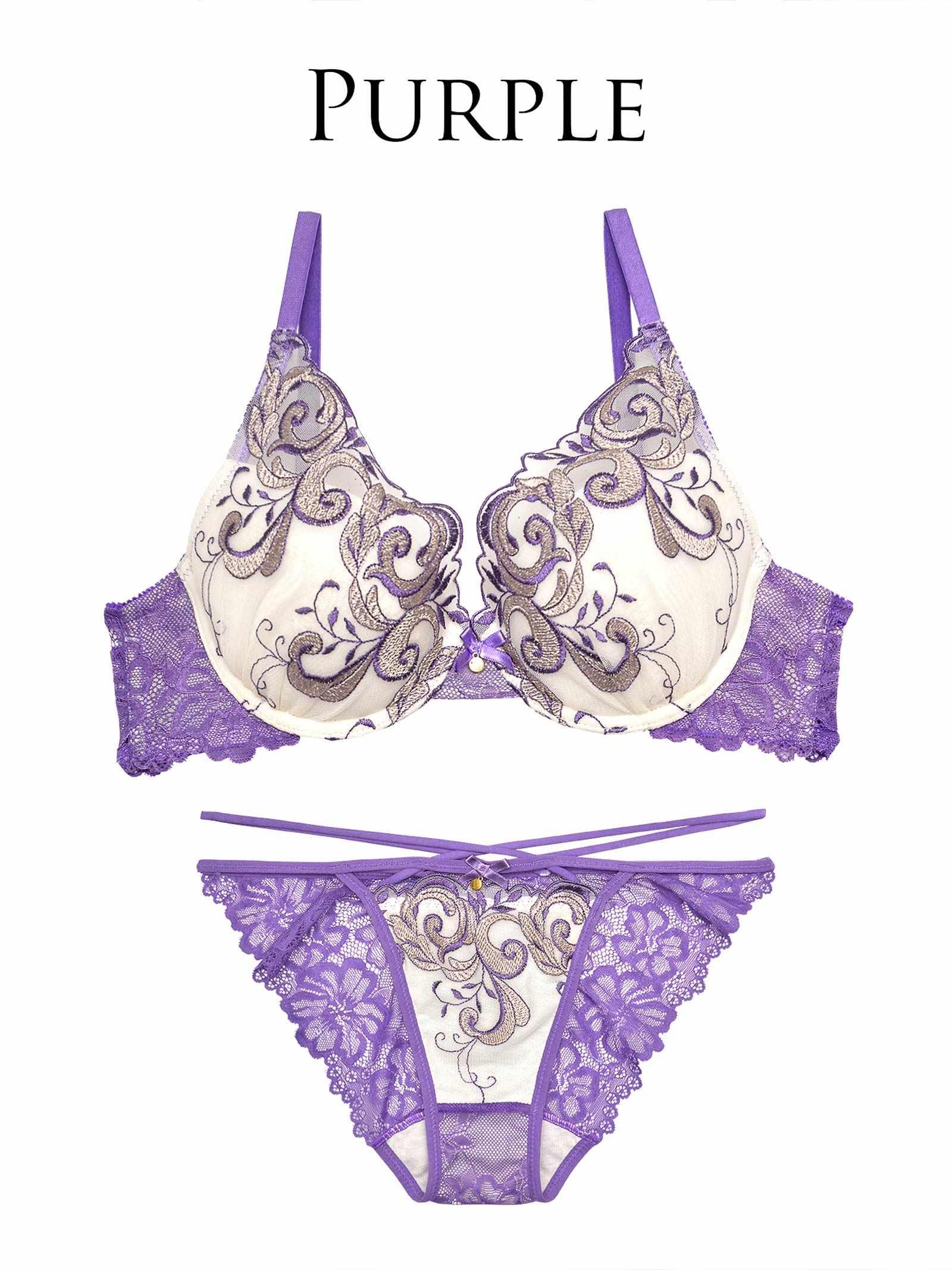 【Reinest】クラシカルアイビーブラジャー&バック透けフルバックショーツ - 【公式】247Lingerie