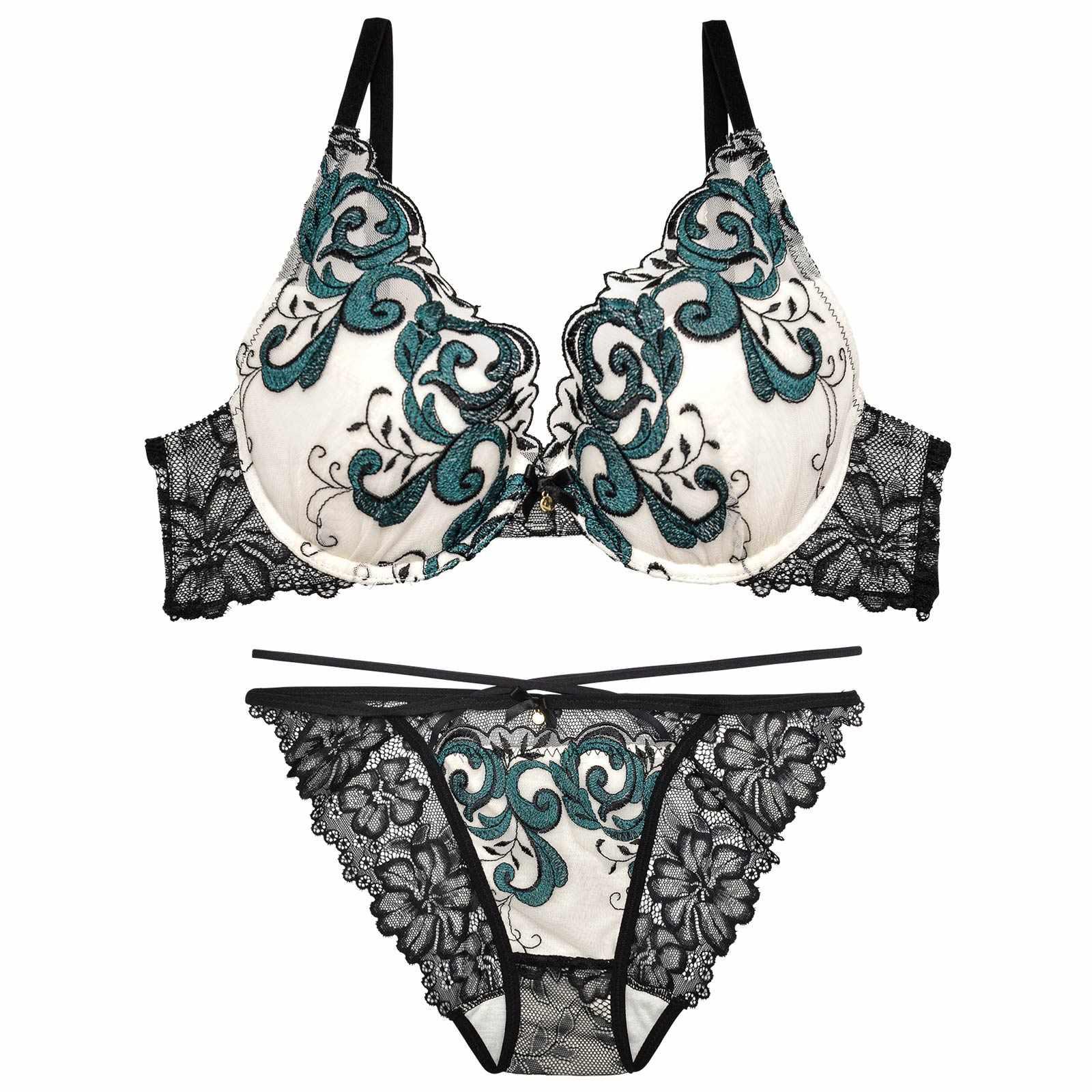 【Reinest】クラシカルアイビーブラジャー&バック透けフルバックショーツ - 【公式】247Lingerie