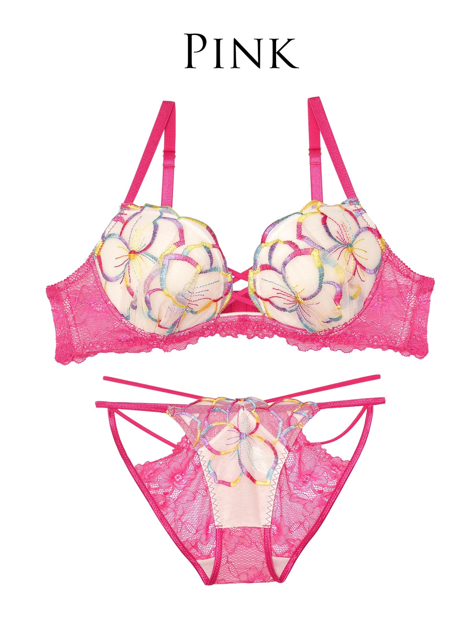 11/6新作!【Reinest】レースアップバイブラントフラワーブラジャー&バック透けフルバックショーツ