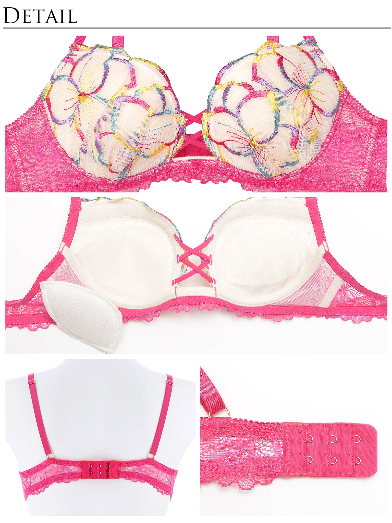 11/6新作!【Reinest】レースアップバイブラントフラワーブラジャー&バック透けフルバックショーツ