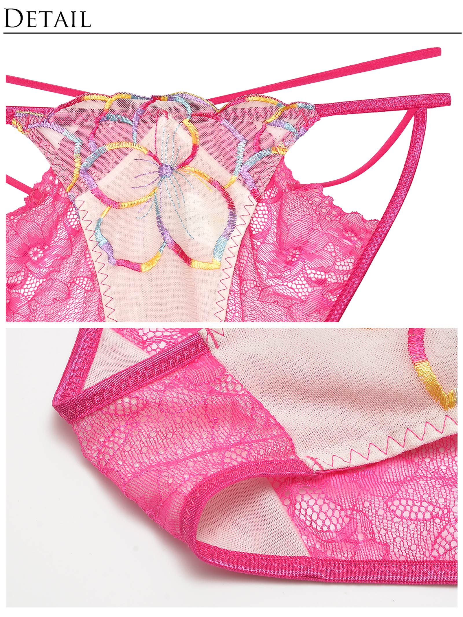 11/6新作!【Reinest】レースアップバイブラントフラワーブラジャー&バック透けフルバックショーツ