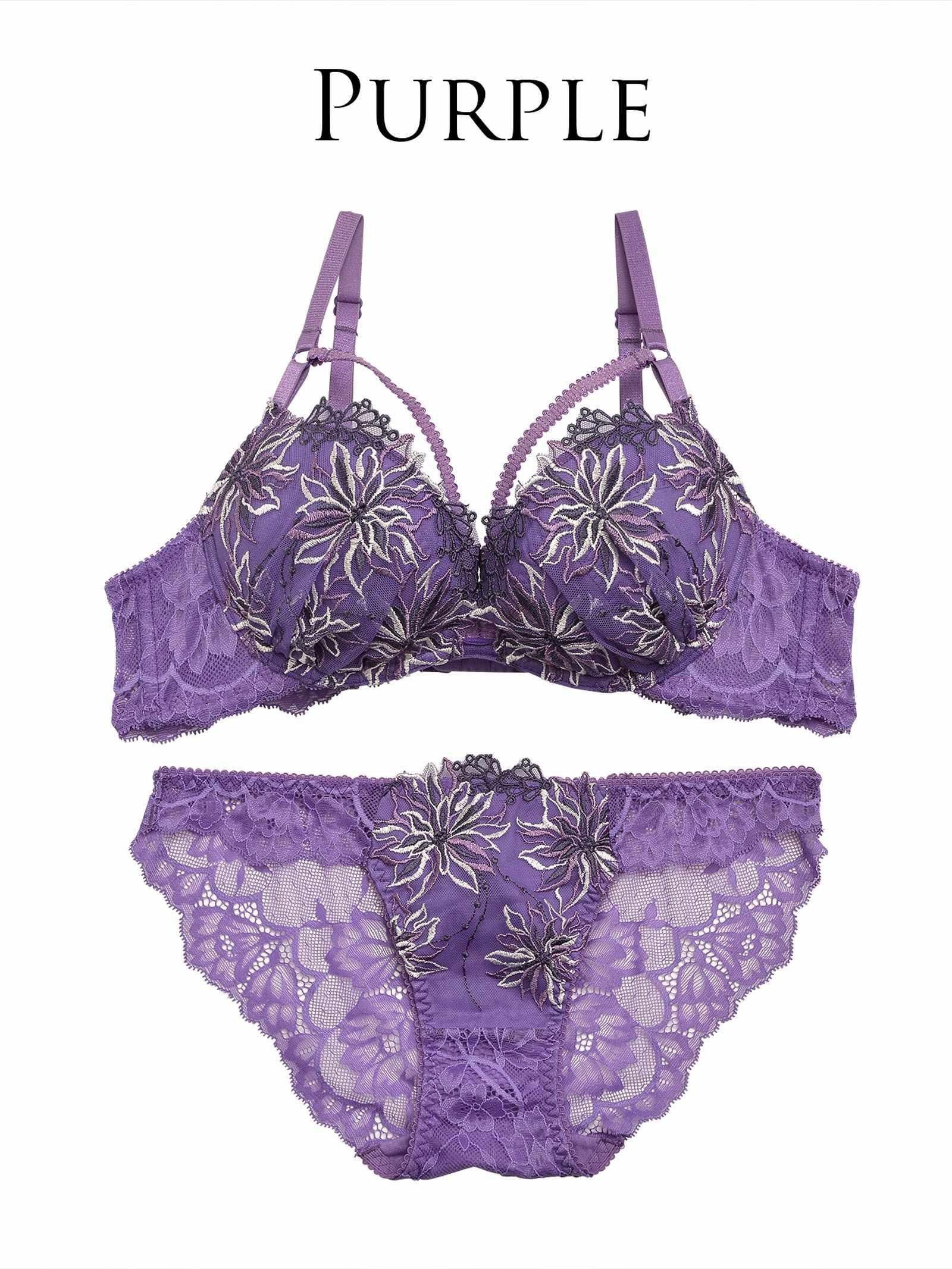 【Reinest】センシュアルビビッドフラワーブラジャー&バック透けフルバックショーツ - 【公式】247Lingerie