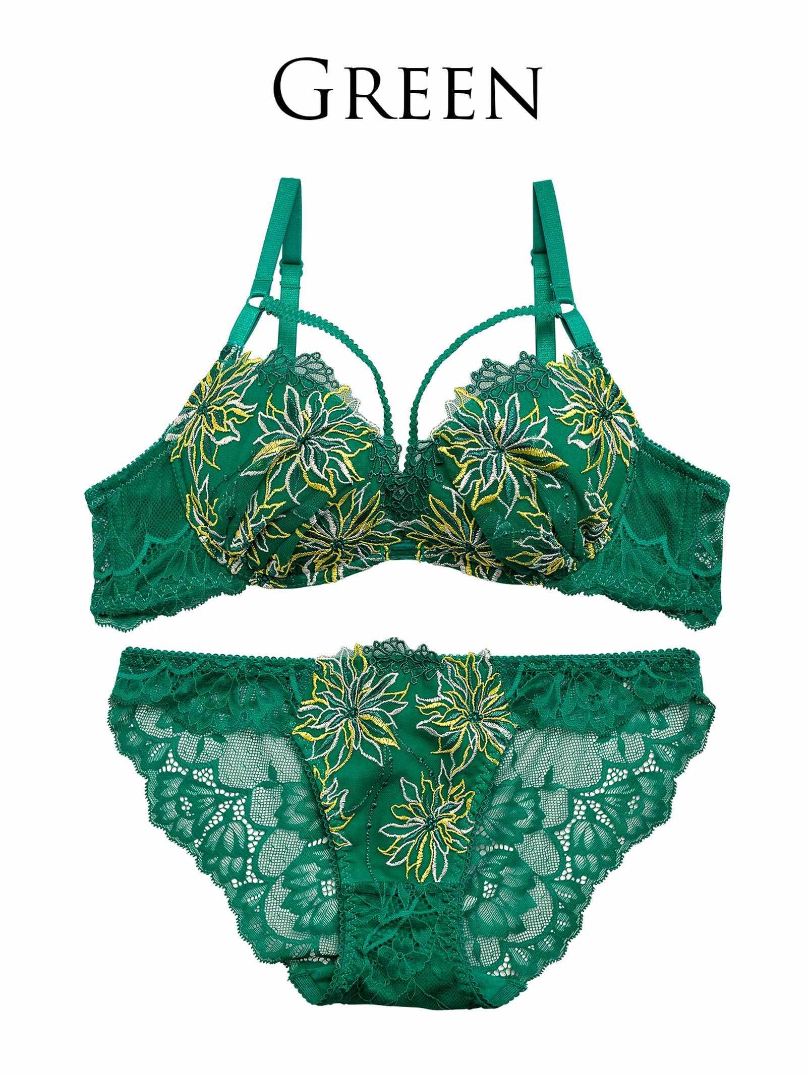 【Reinest】センシュアルビビッドフラワーブラジャー&バック透けフルバックショーツ - 【公式】247Lingerie