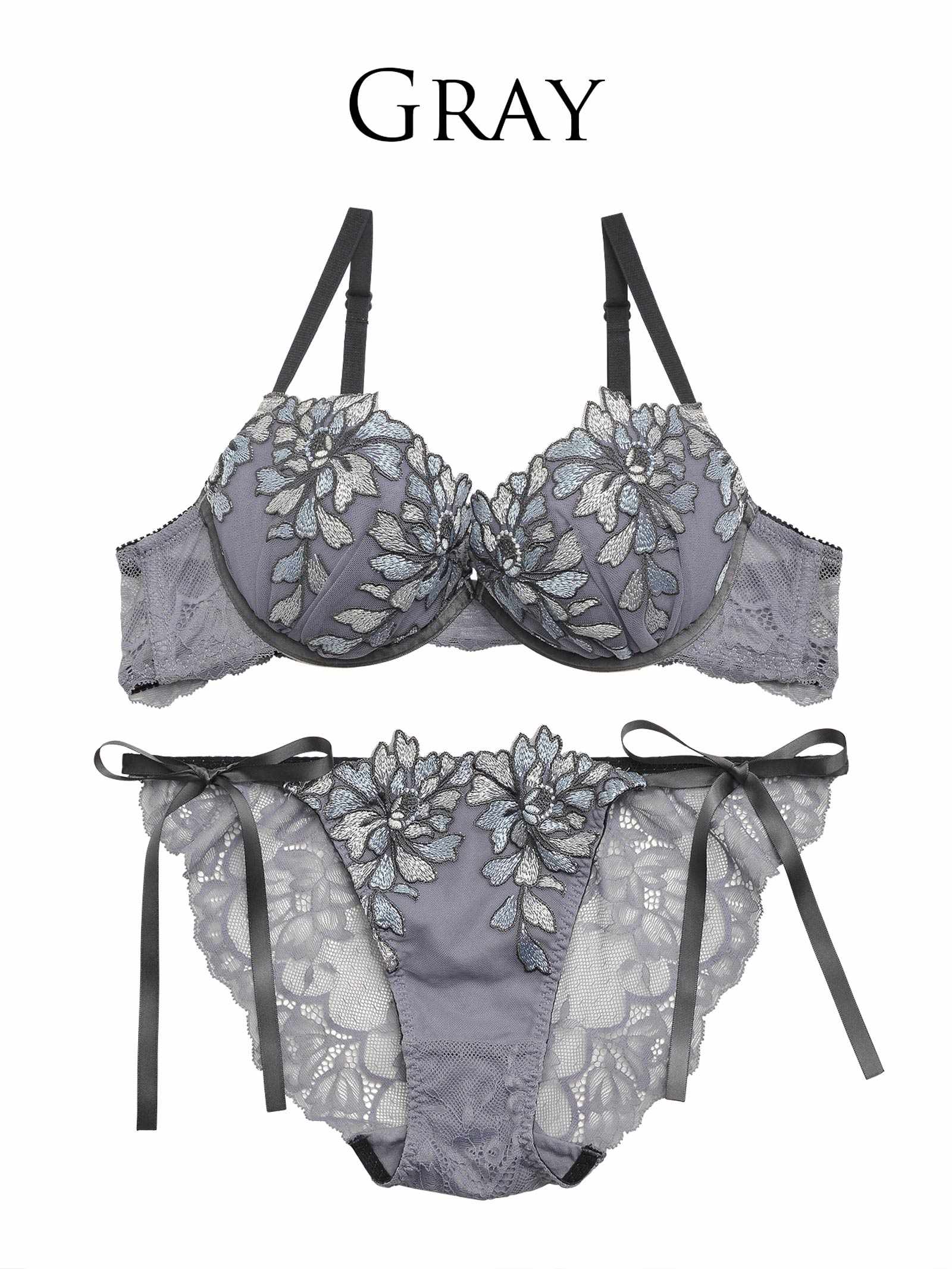 12/9新作!【Reinest】ブリリアントフラワーブラジャー&サイド紐バック透けフルバックショーツ