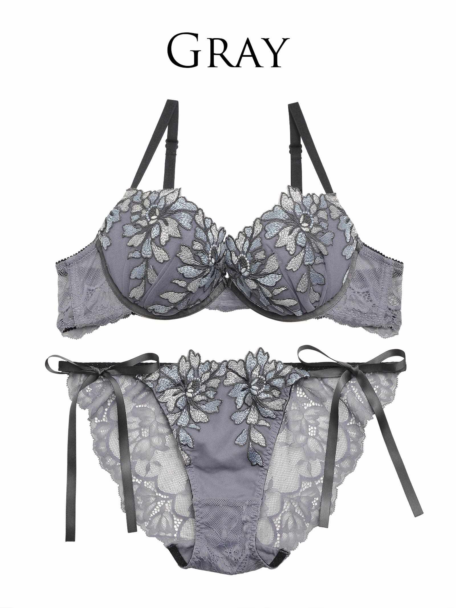 【Reinest】ブリリアントフラワーブラジャー&サイド紐バック透けフルバックショーツ - 【公式】247Lingerie