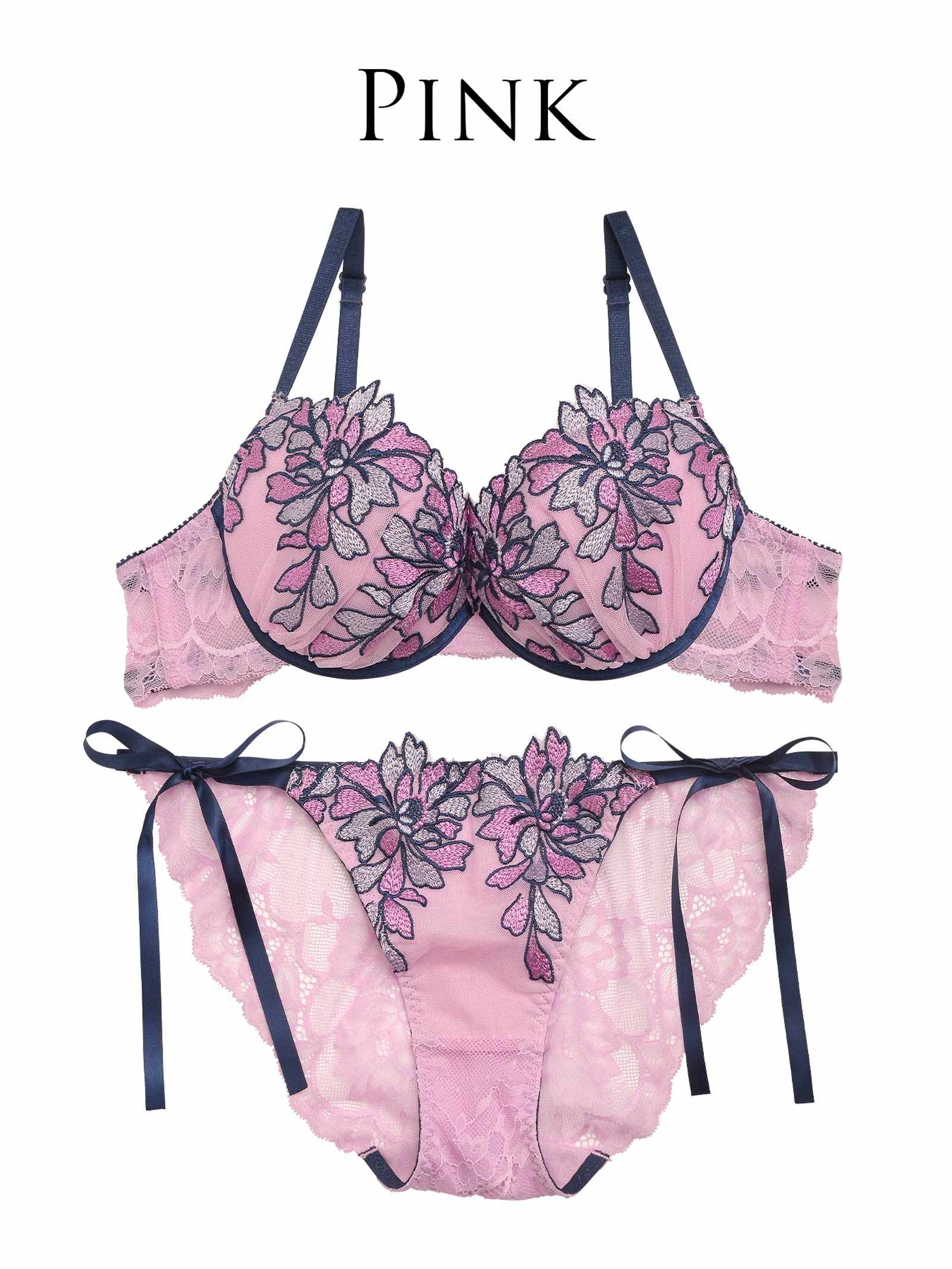 12/9新作!【Reinest】ブリリアントフラワーブラジャー&サイド紐バック透けフルバックショーツ