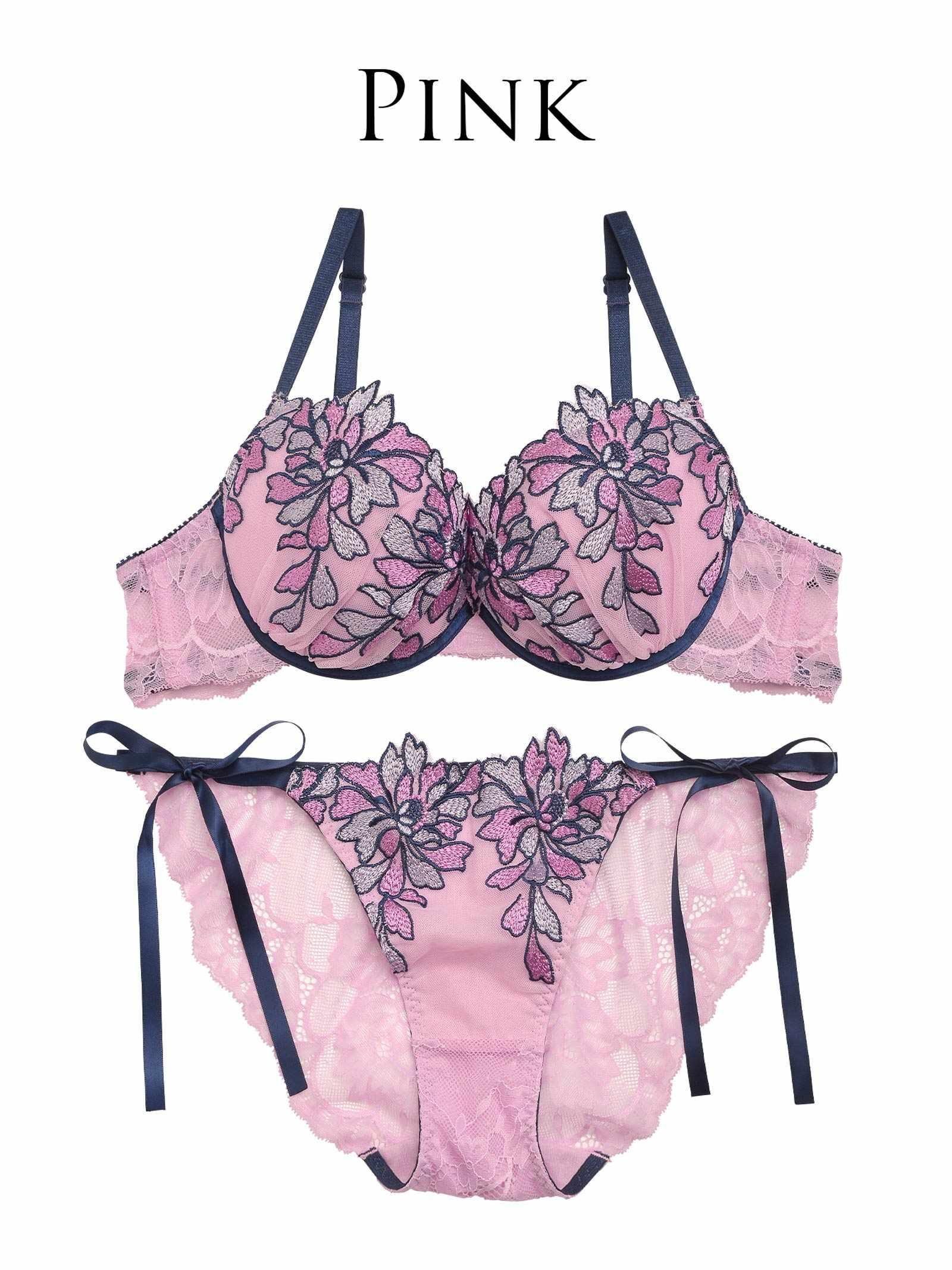 【Reinest】ブリリアントフラワーブラジャー&サイド紐バック透けフルバックショーツ - 【公式】247Lingerie