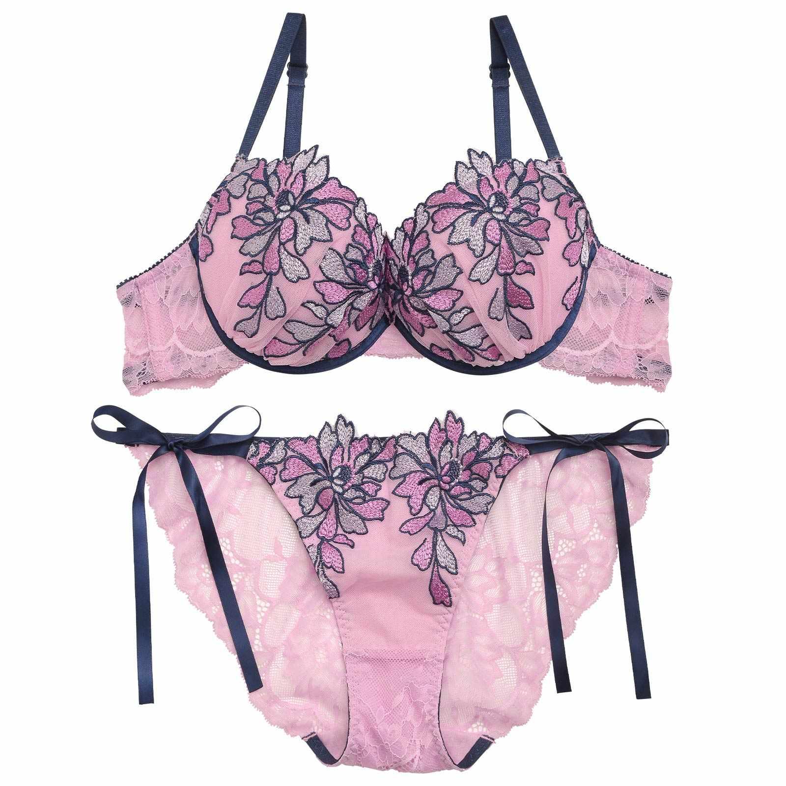 【Reinest】ブリリアントフラワーブラジャー&サイド紐バック透けフルバックショーツ - 【公式】247Lingerie