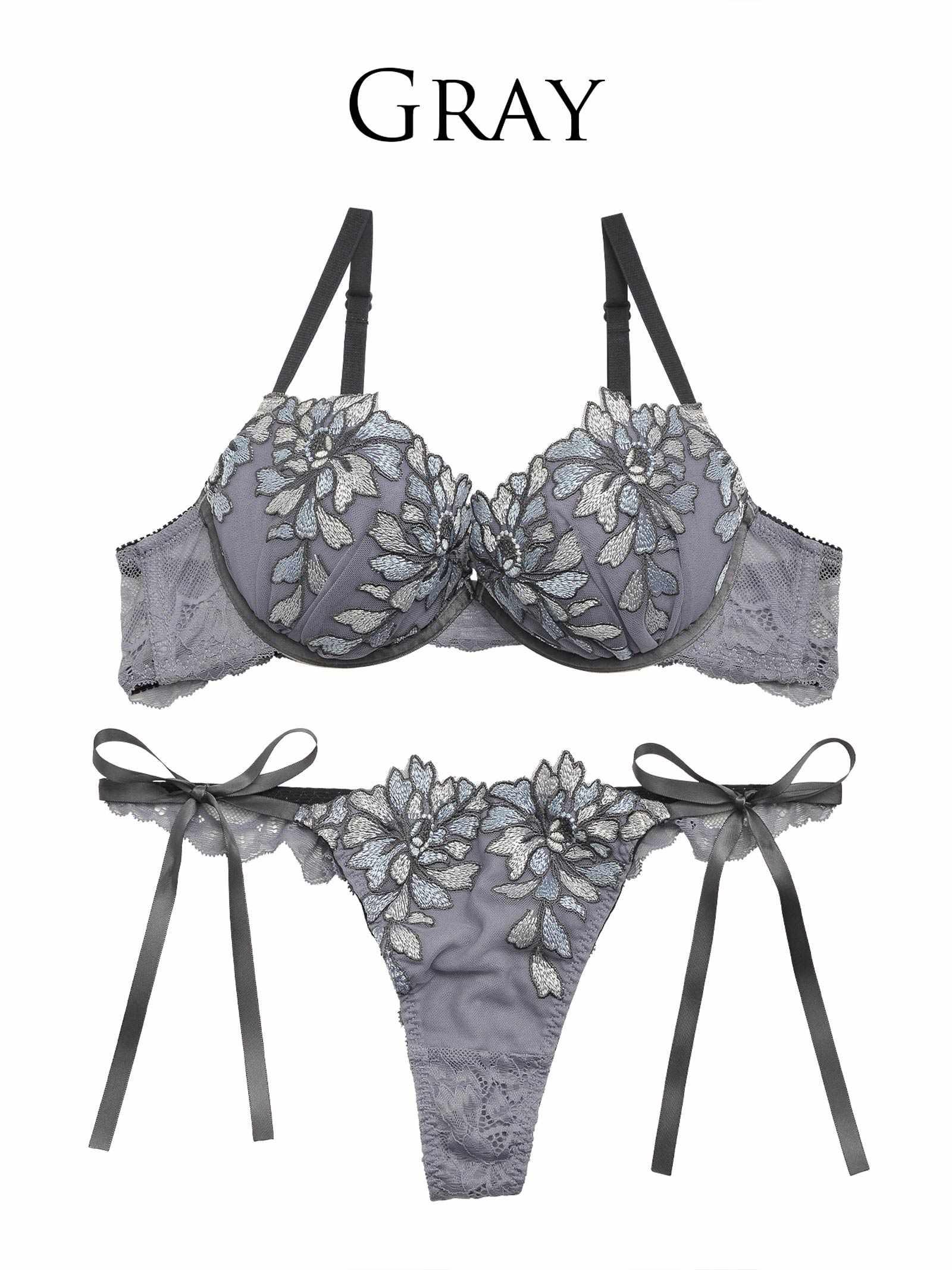 【Reinest】ブリリアントフラワーブラジャー&サイド紐バック透けTバックショーツ - 【公式】247Lingerie