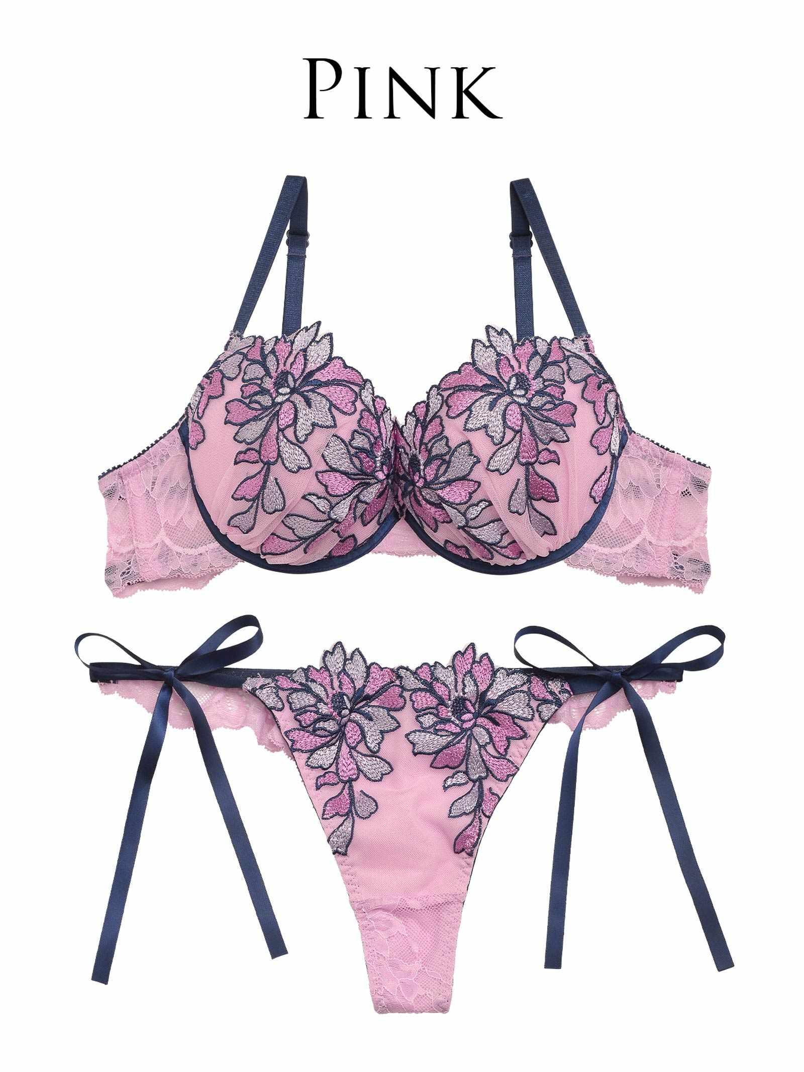 【Reinest】ブリリアントフラワーブラジャー&サイド紐バック透けTバックショーツ - 【公式】247Lingerie