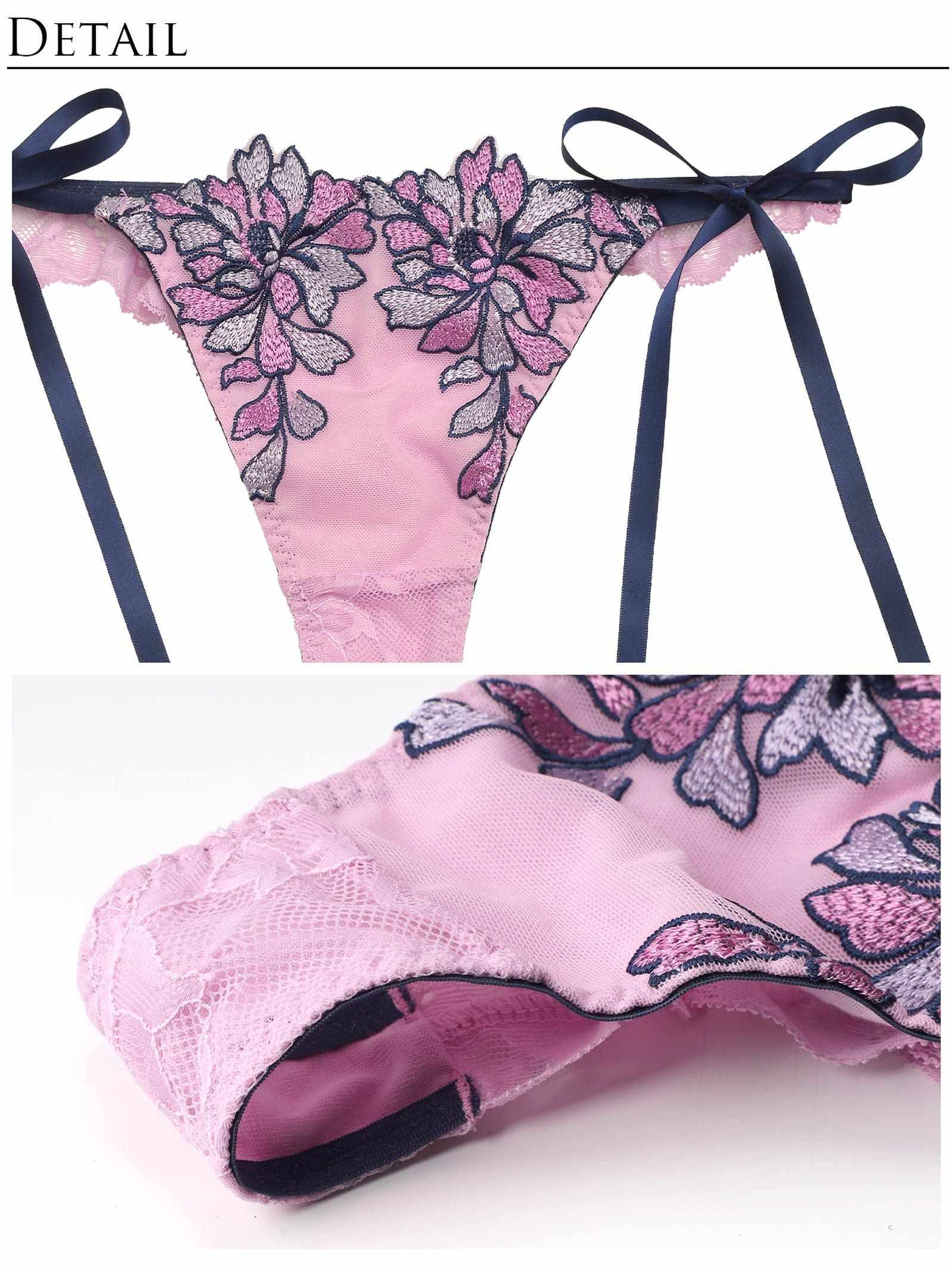 【Reinest】ブリリアントフラワーブラジャー&サイド紐バック透けTバックショーツ - 【公式】247Lingerie