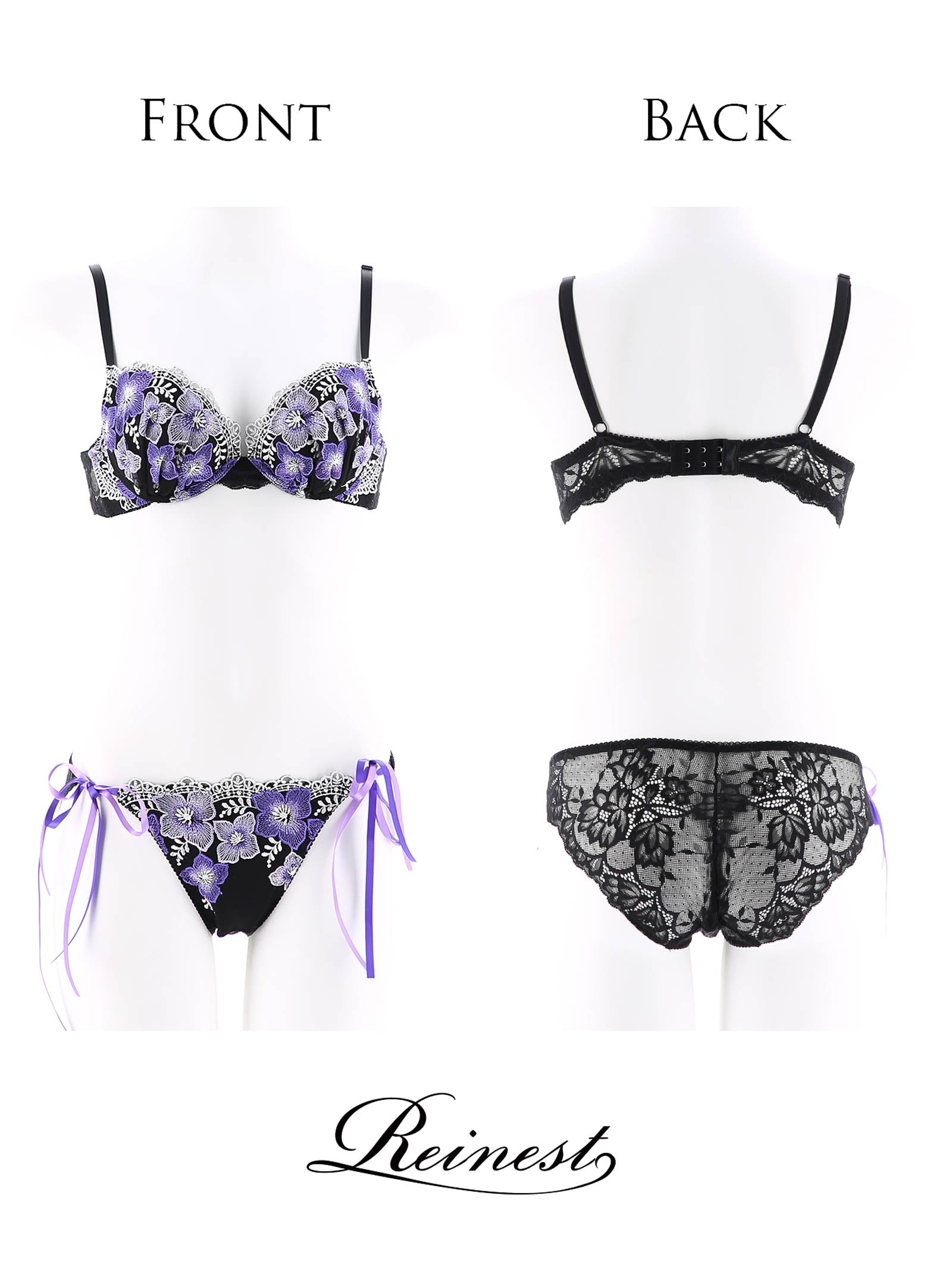 6/28新作!【Reinest】フレグラントベルフラワーブラジャー&サイド紐バック透けフルバックショーツ