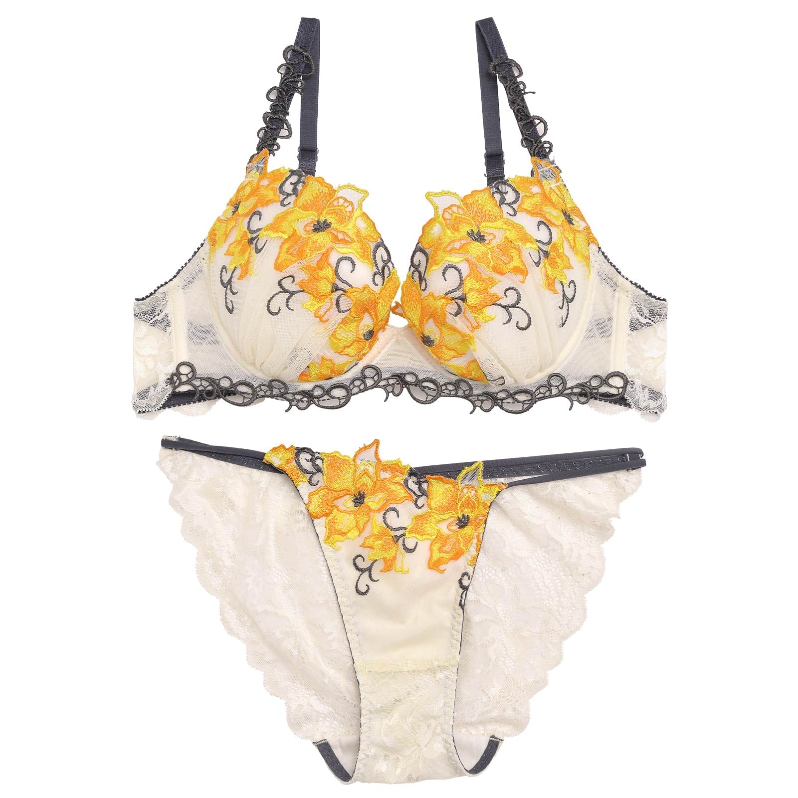 【Reinest】ビューティフルクレマチスブラジャー&バック透けフルバックショーツ