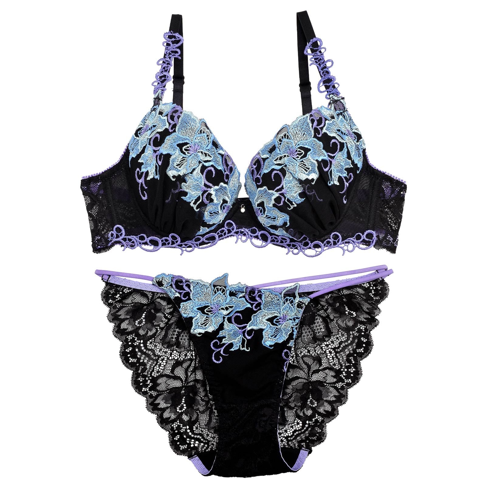 【Reinest】ビューティフルクレマチスブラジャー&バック透けフルバックショーツ